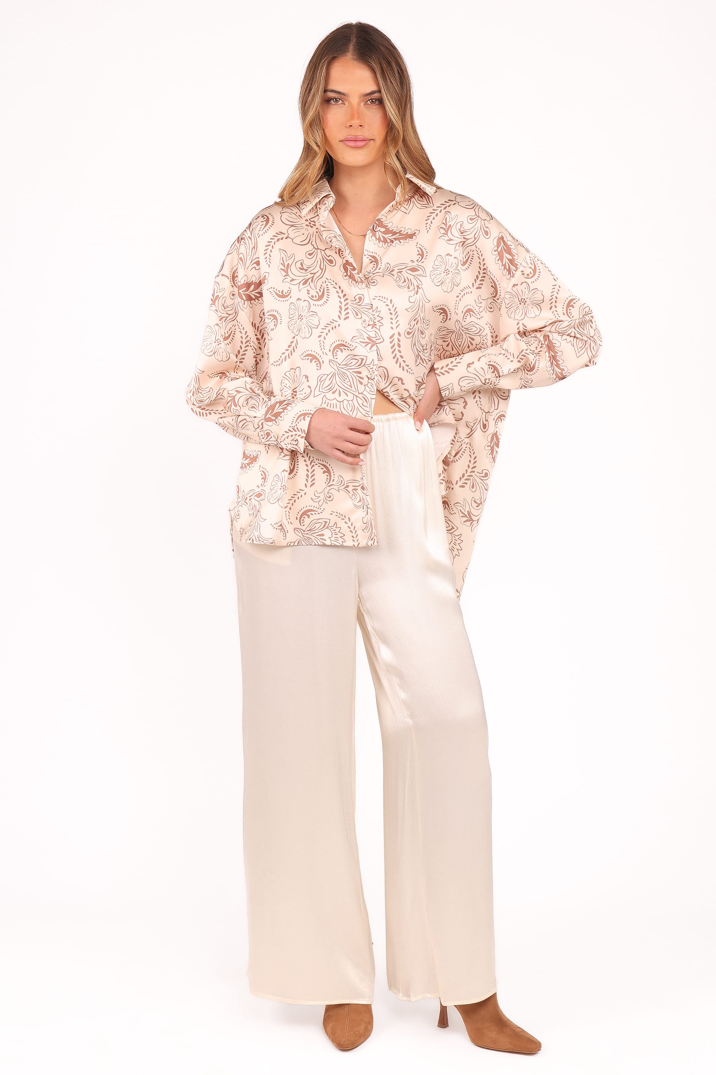 Petal and Pup USA BOTTOMS Valia Wide Leg Pant - Cream
