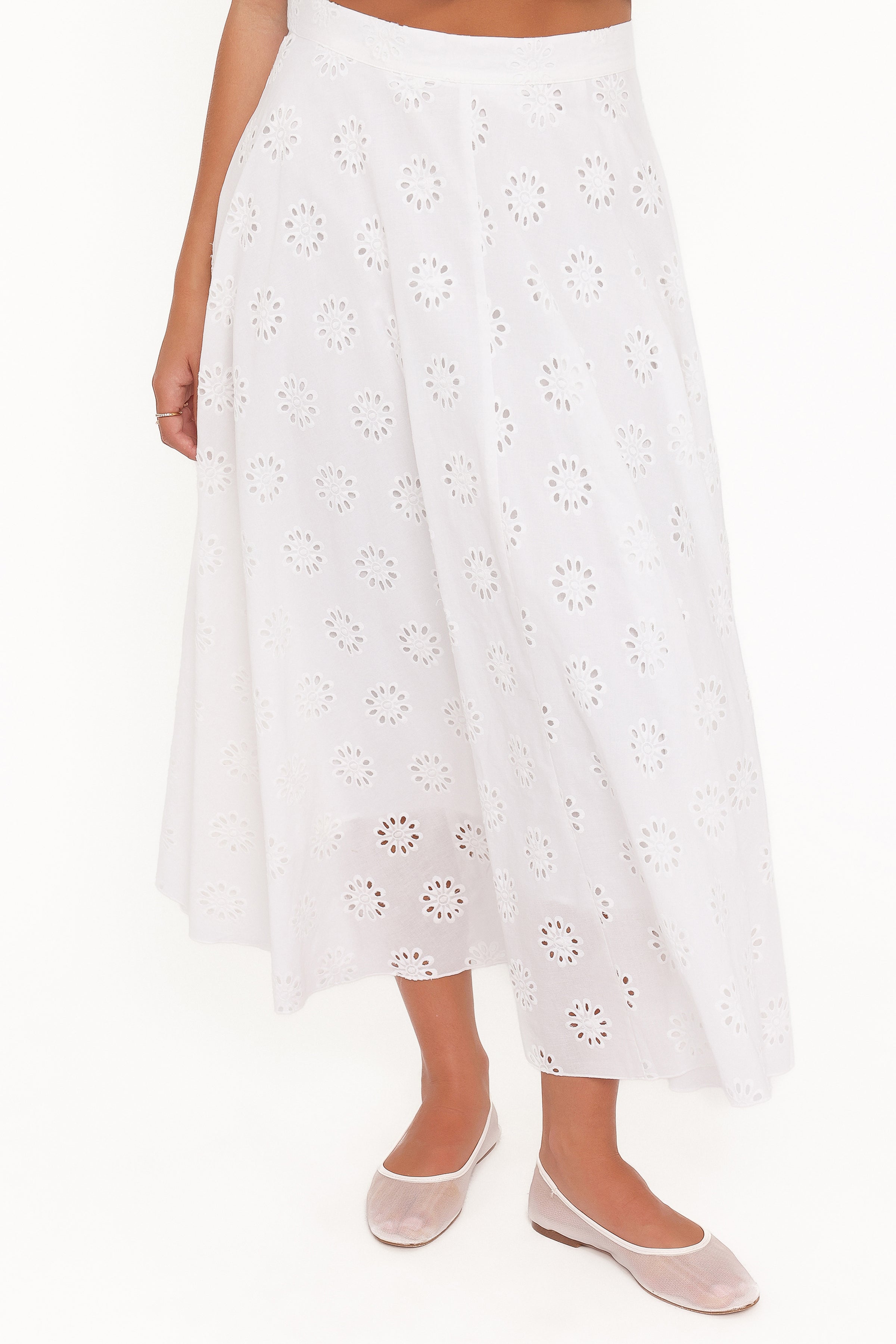 Petal and Pup USA BOTTOMS Varia Eyelet Maxi Skirt - White