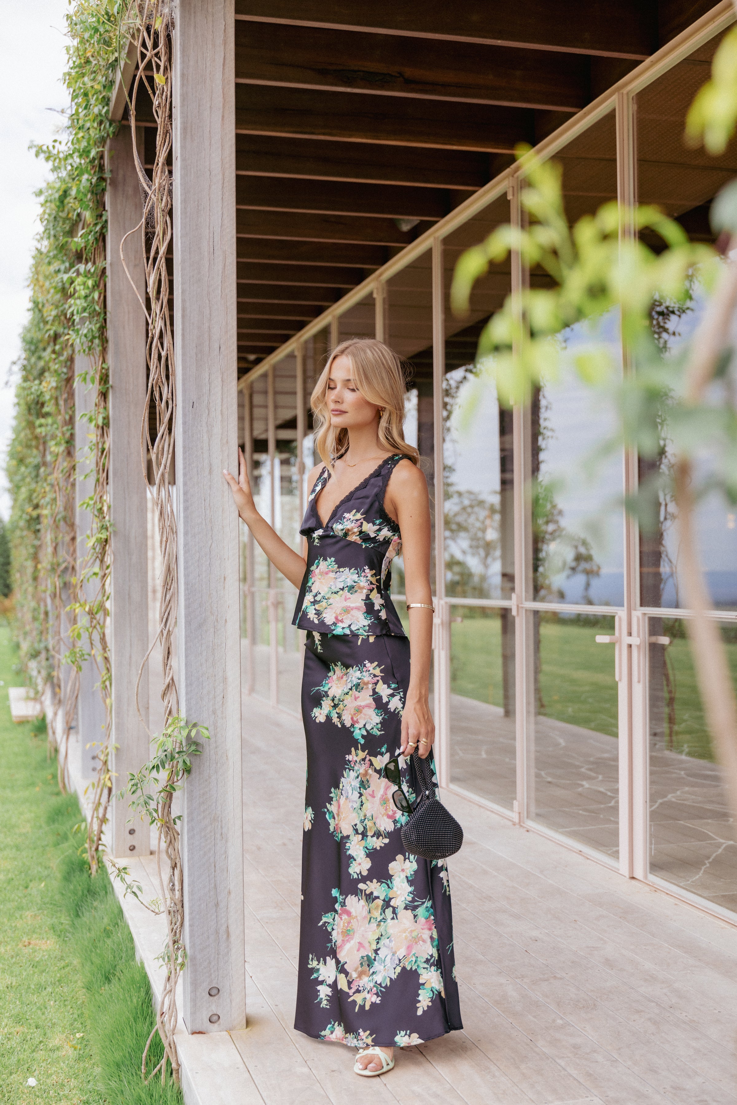 Petal and Pup USA BOTTOMS Velman Skirt - Black Floral