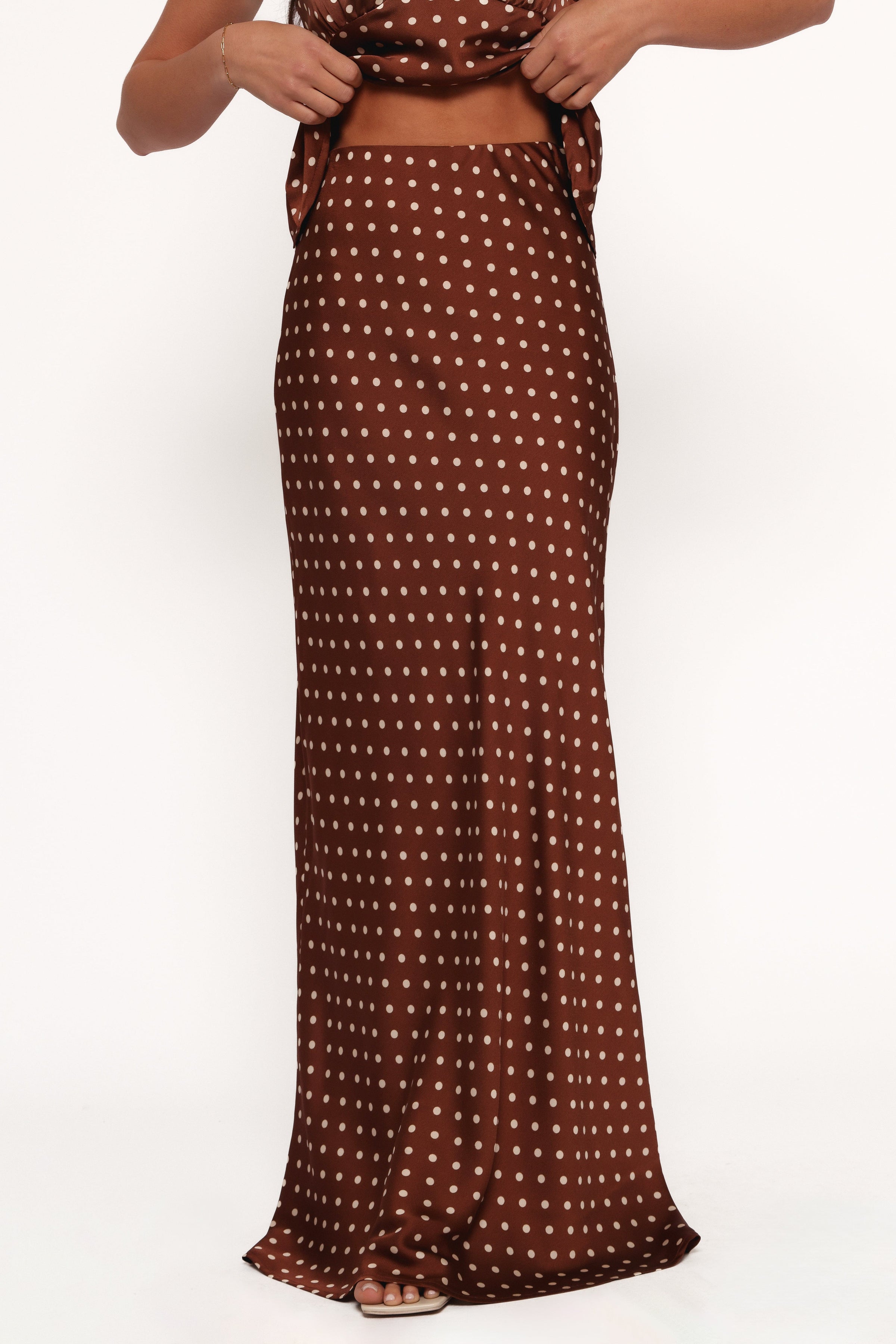 Petal and Pup USA BOTTOMS Velman Skirt - Brown Polka Dot