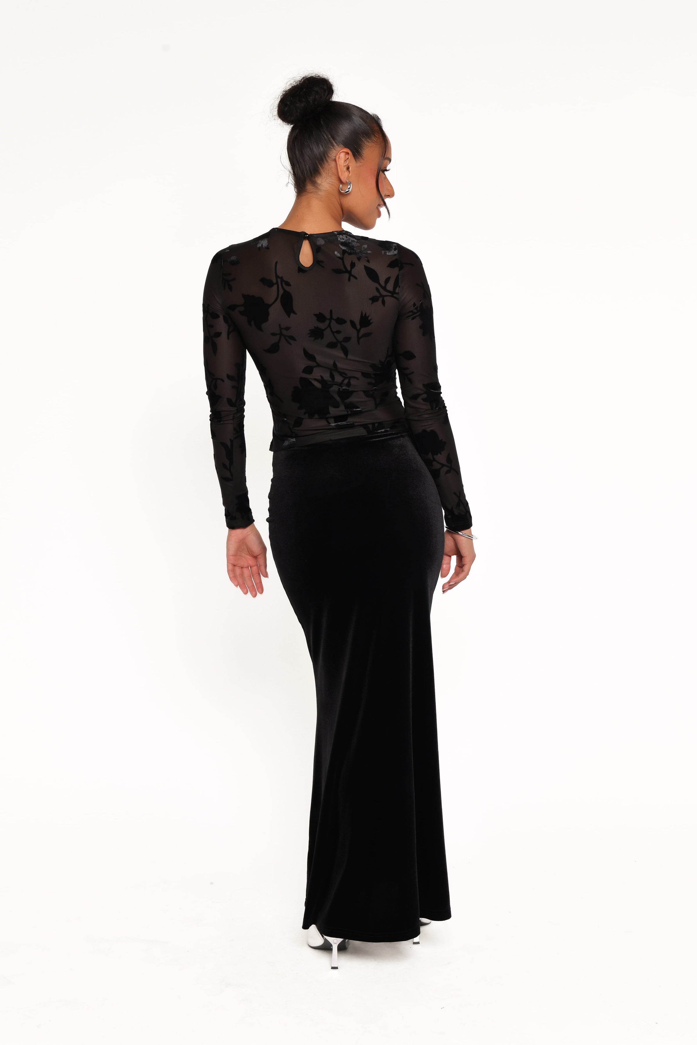 Petal and Pup USA BOTTOMS Velman Velvet Maxi Skirt - Black