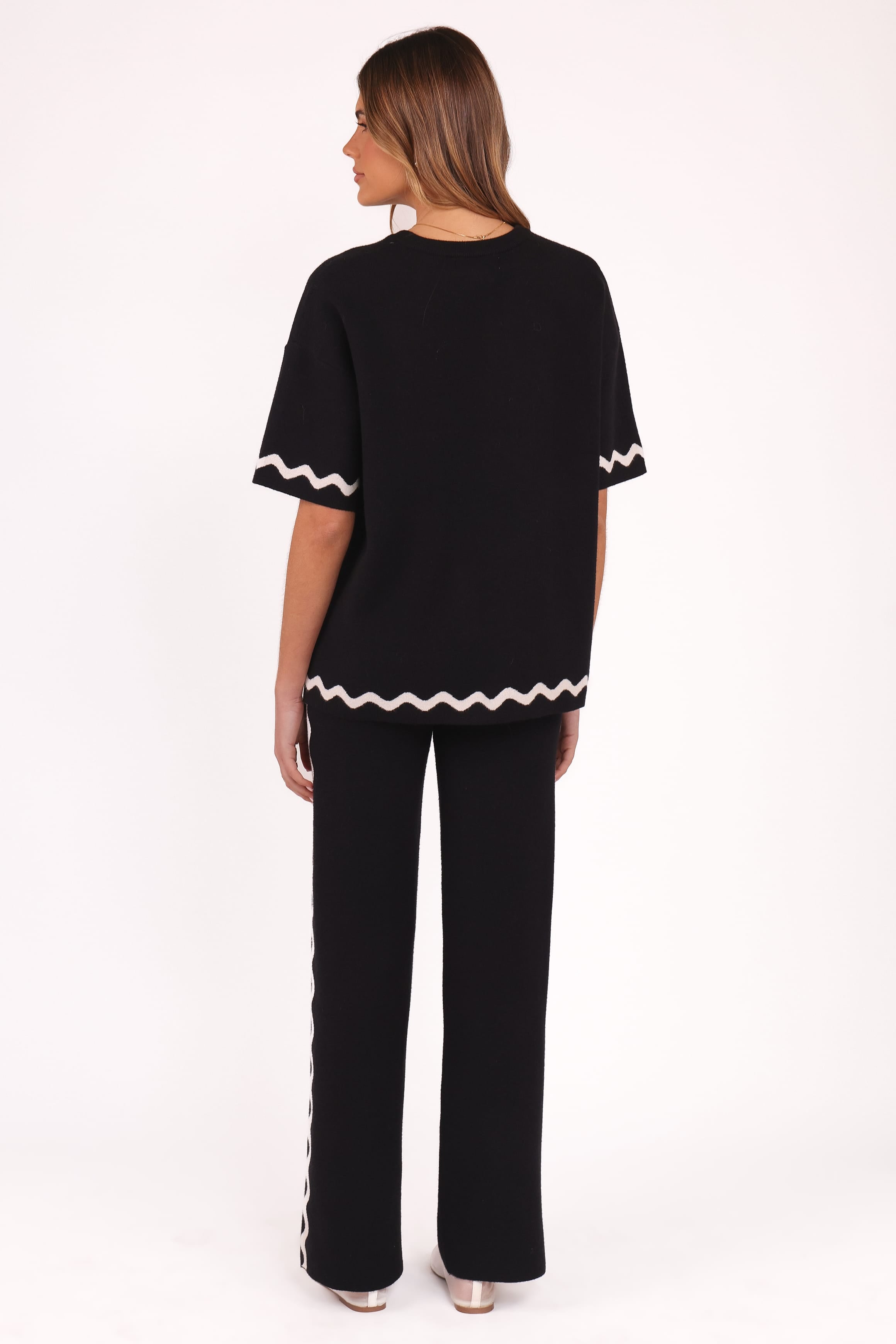 Petal and Pup USA BOTTOMS Vespa Knitted Pant - Black White