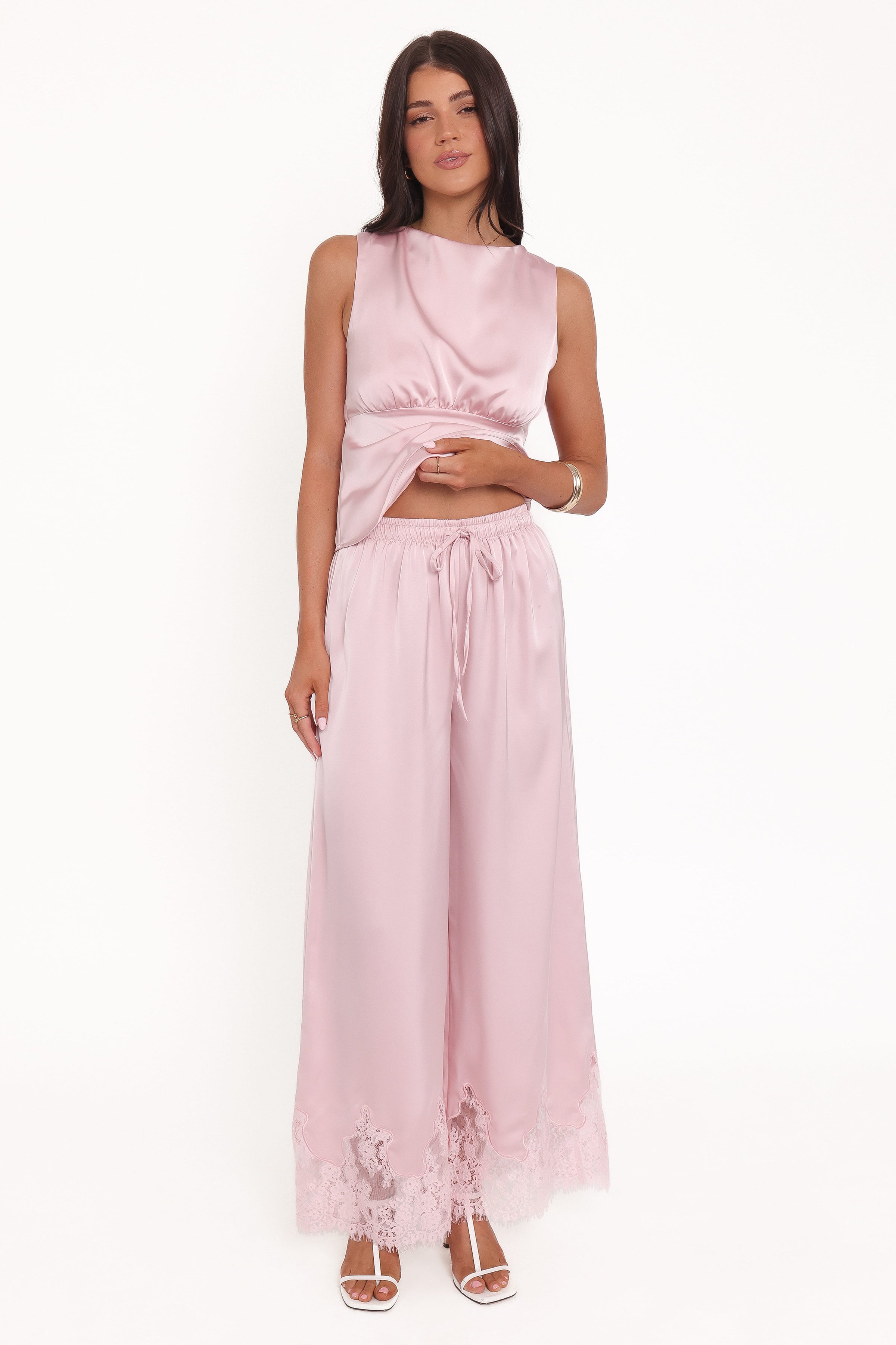 Petal and Pup USA BOTTOMS Viola Drawstring Wide Leg Pant - Pale Pink