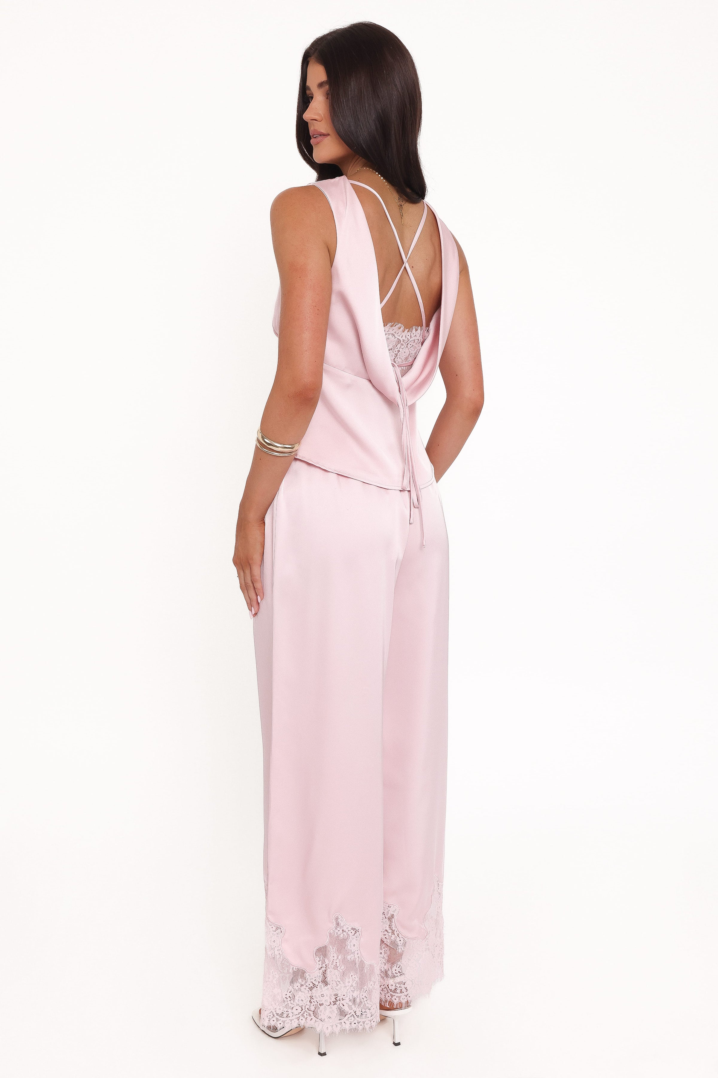 Petal and Pup USA BOTTOMS Viola Drawstring Wide Leg Pant - Pale Pink
