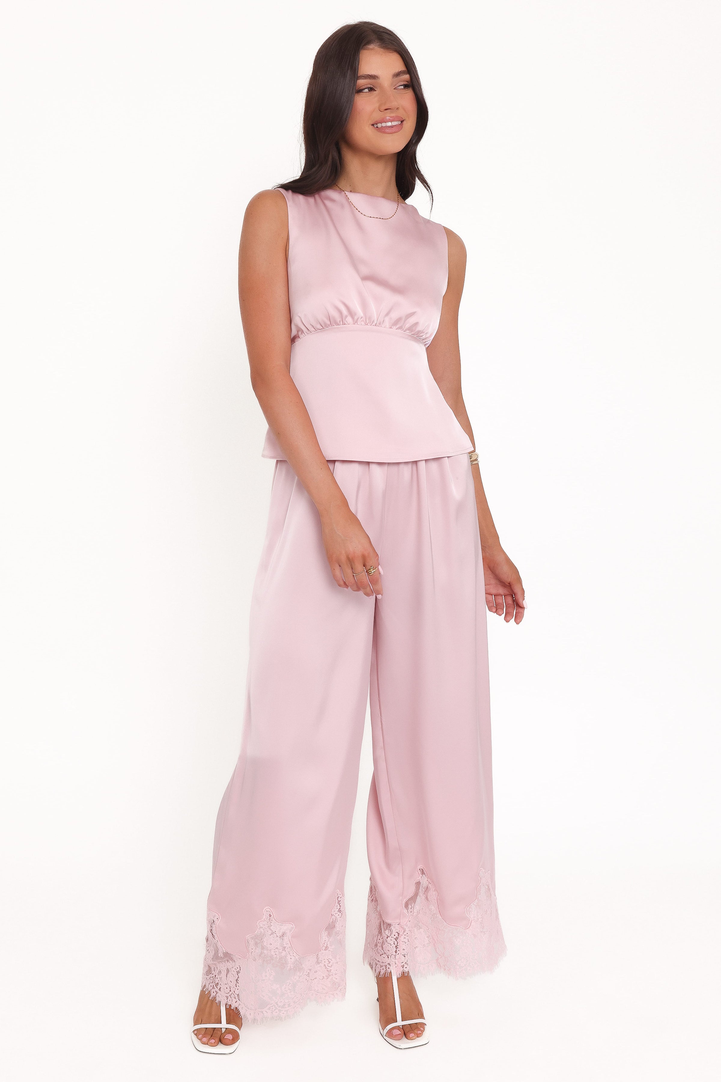 Petal and Pup USA BOTTOMS Viola Drawstring Wide Leg Pant - Pale Pink