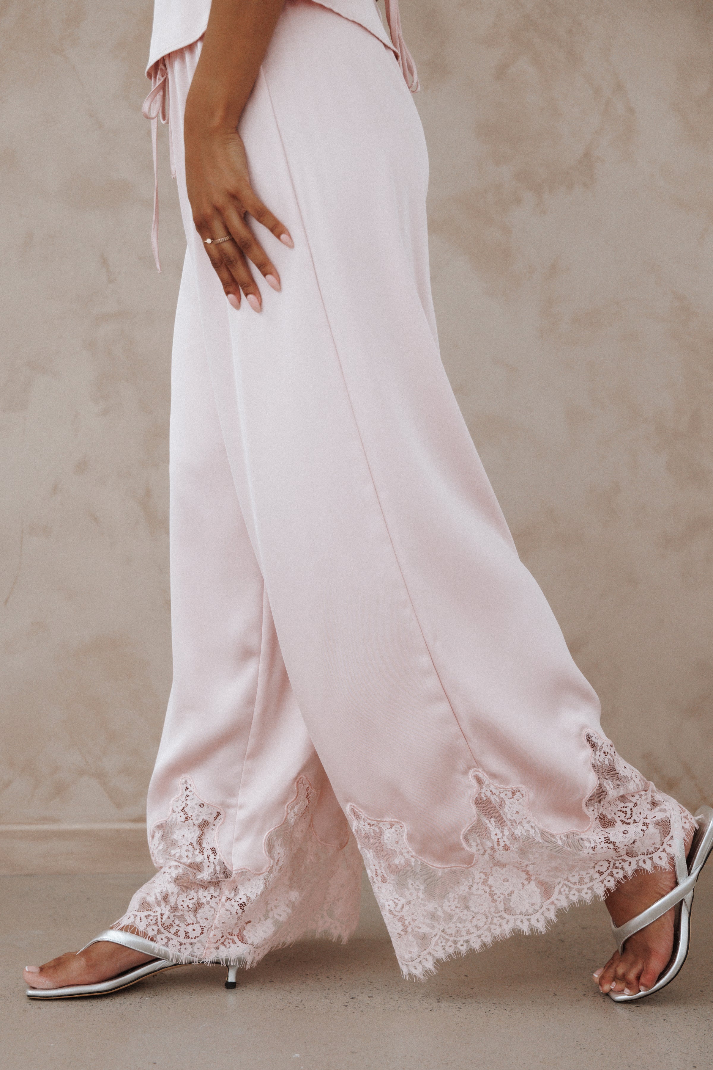 Petal and Pup USA BOTTOMS Viola Drawstring Wide Leg Pant - Pale Pink