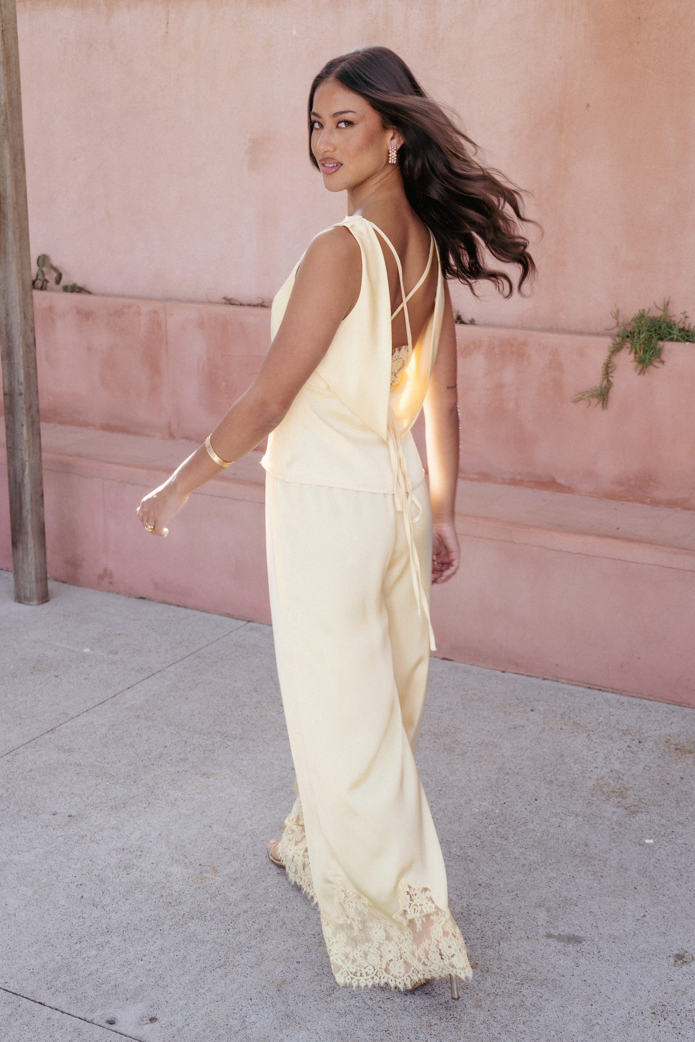 Petal and Pup USA BOTTOMS Viola Drawstring Wide Leg Pant - Yellow