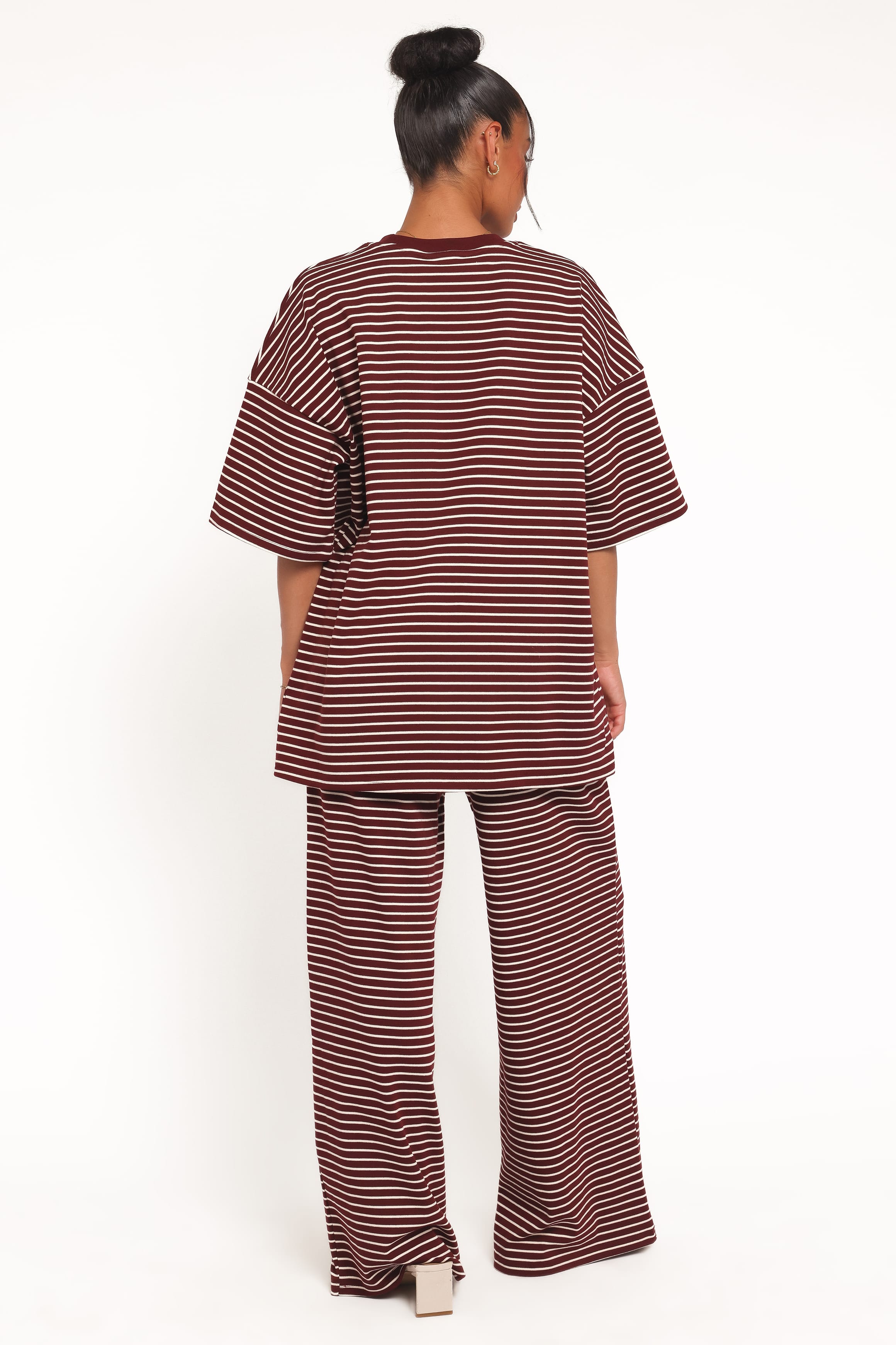 Petal and Pup USA BOTTOMS Wilda Knit Pant - Burgundy Cream Stripe