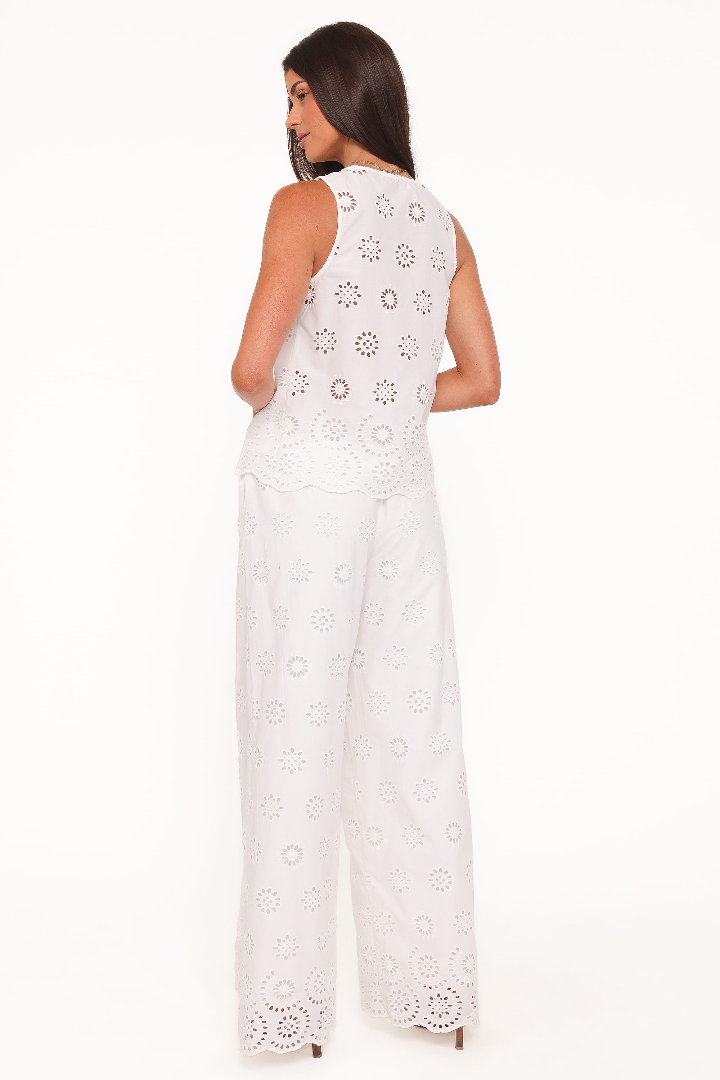 Petal and Pup USA BOTTOMS Wren Pant - White Broderie