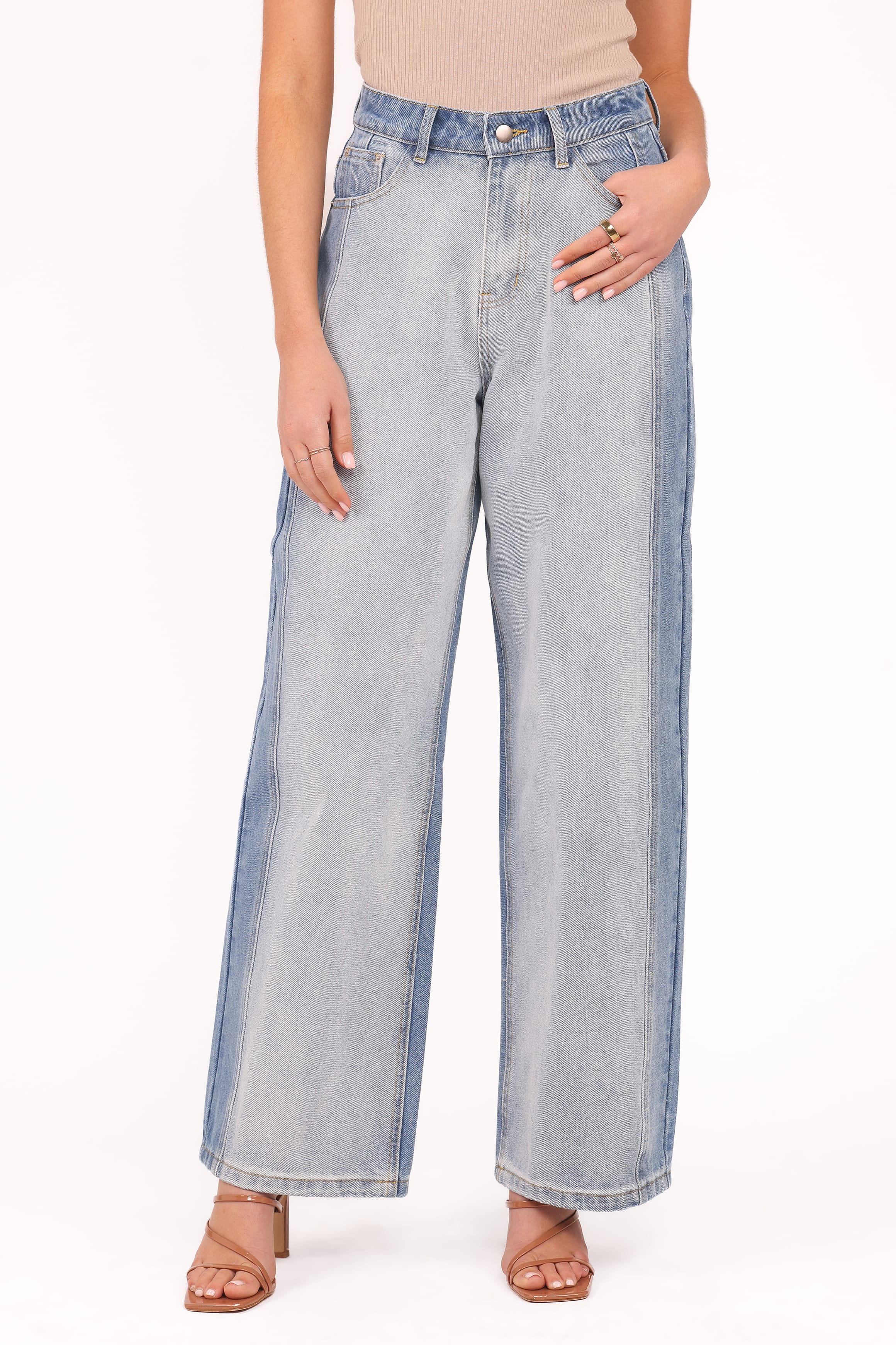 Petal and Pup USA BOTTOMS Yuri Wide Leg Jeans - Two Tone Blue