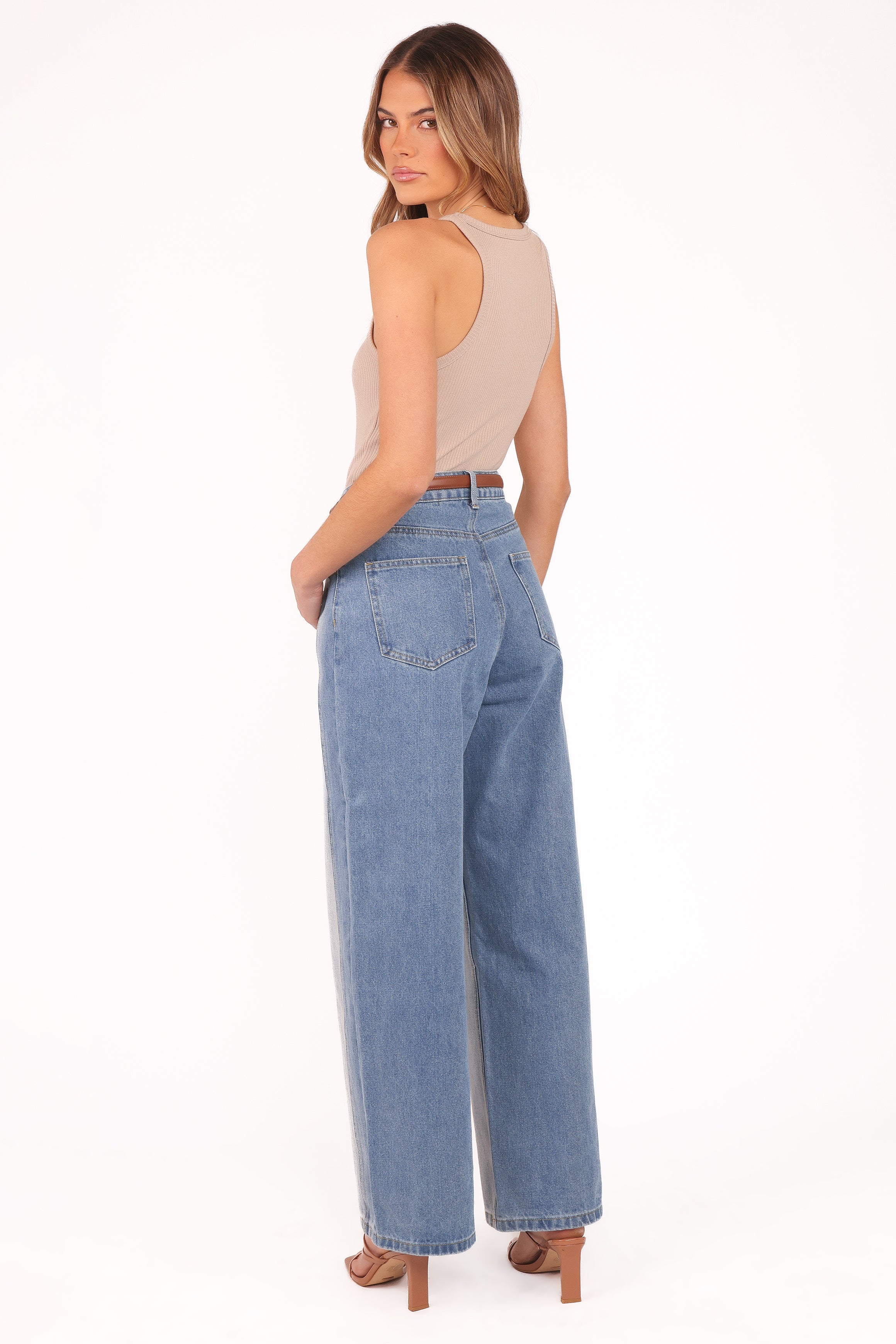 Petal and Pup USA BOTTOMS Yuri Wide Leg Jeans - Two Tone Blue