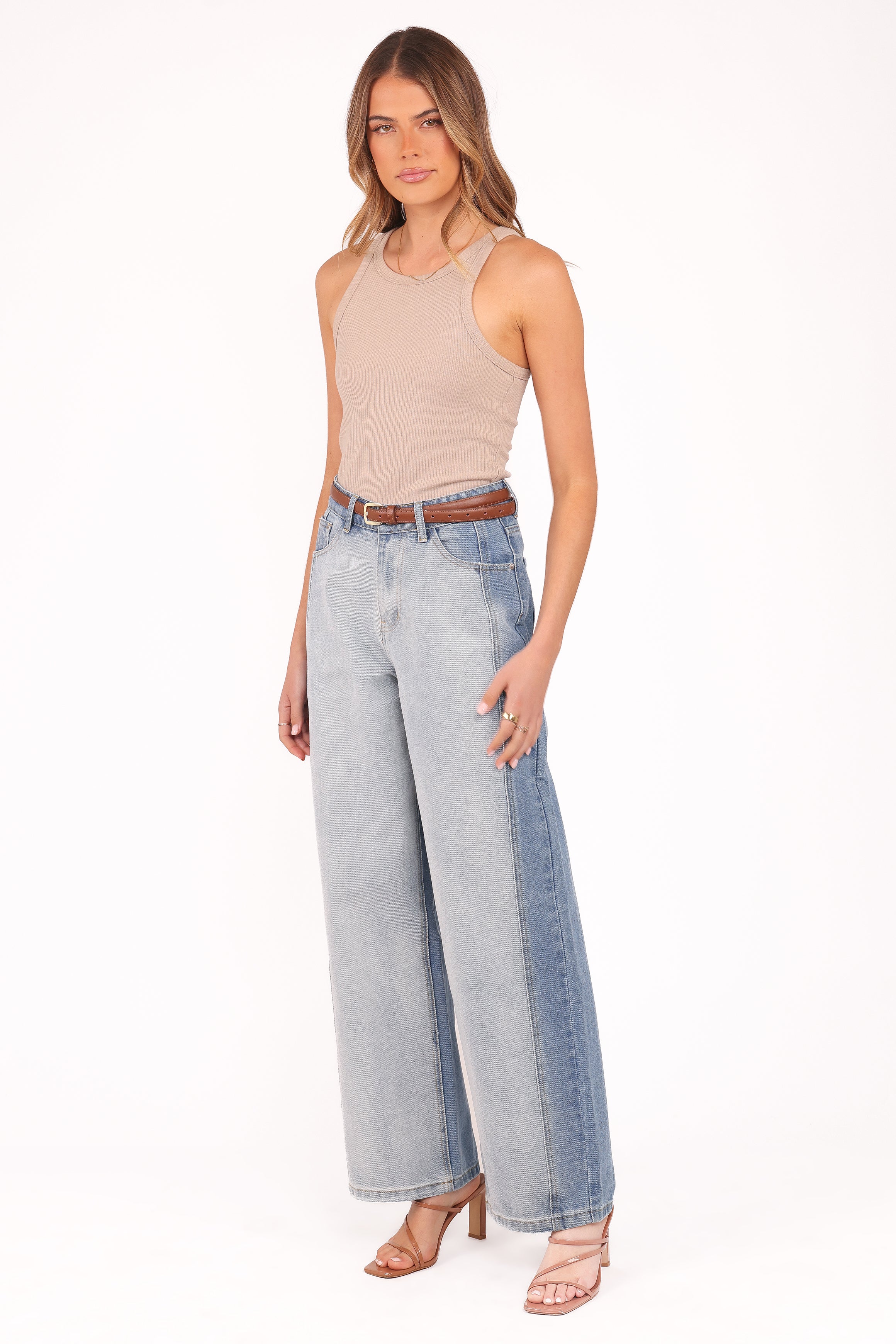 Petal and Pup USA BOTTOMS Yuri Wide Leg Jeans - Two Tone Blue
