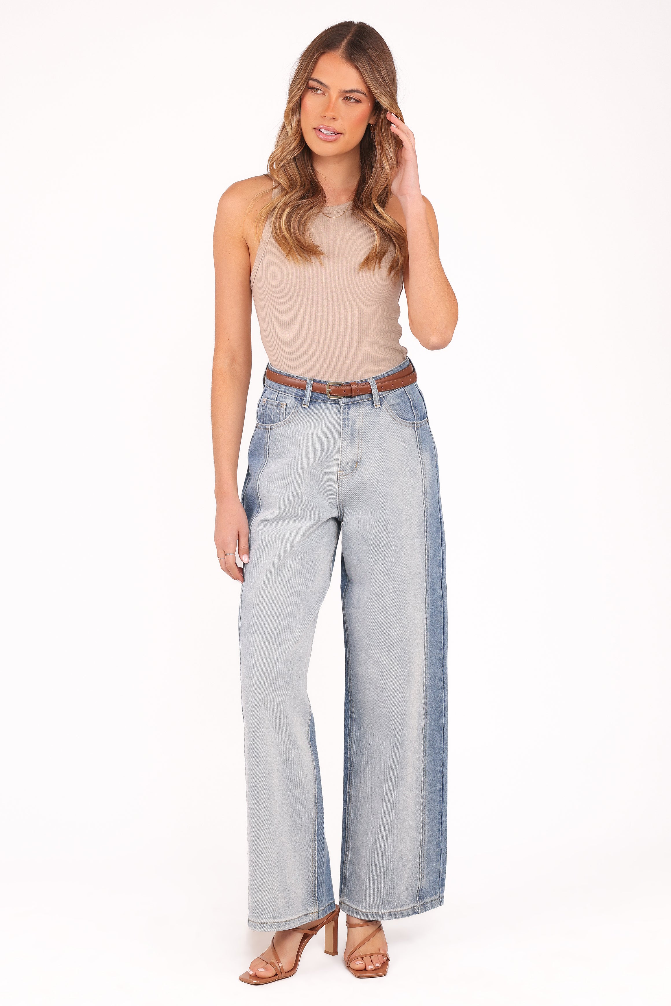 Petal and Pup USA BOTTOMS Yuri Wide Leg Jeans - Two Tone Blue