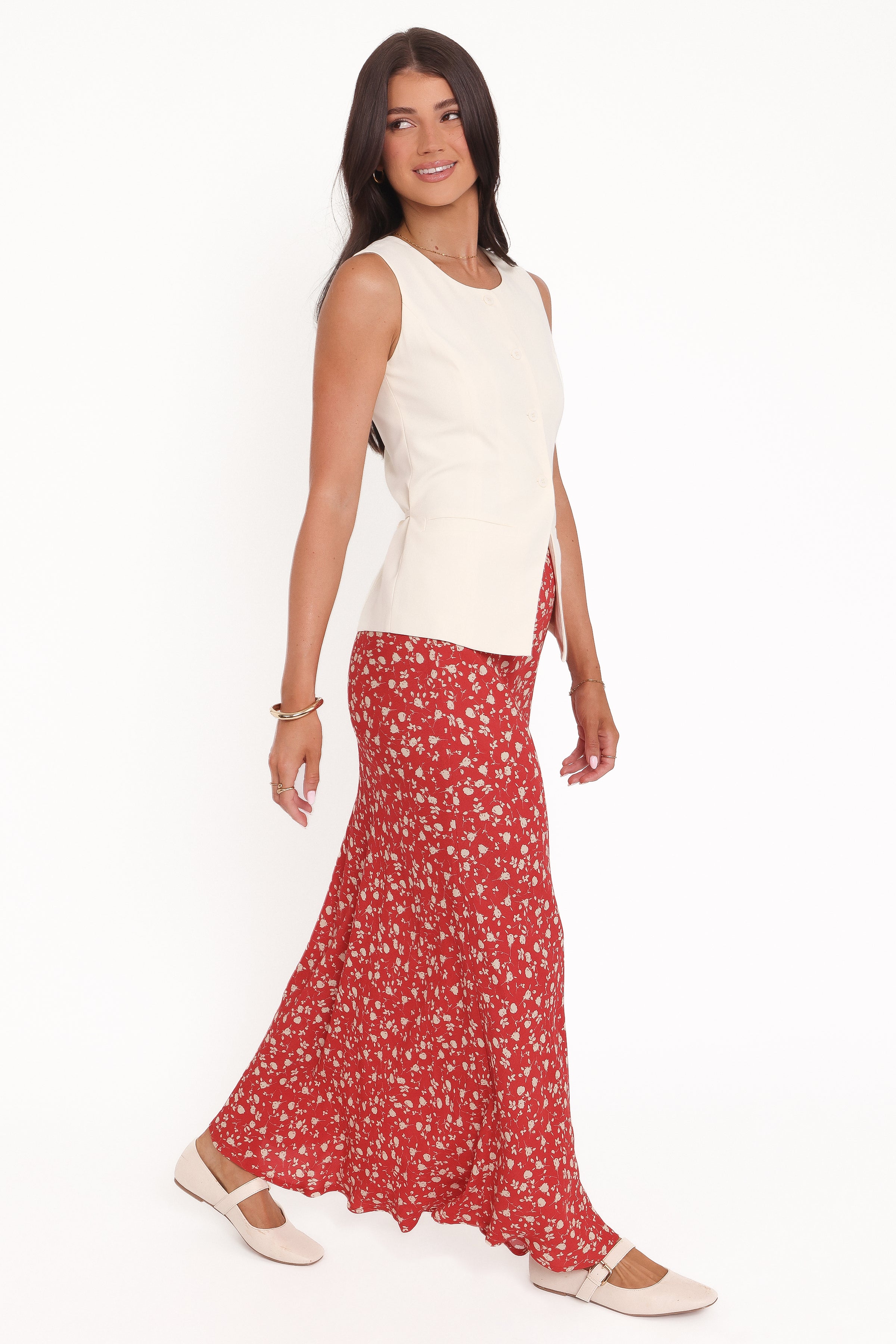 Petal and Pup USA BOTTOMS Zoella Maxi Skirt - Red Floral