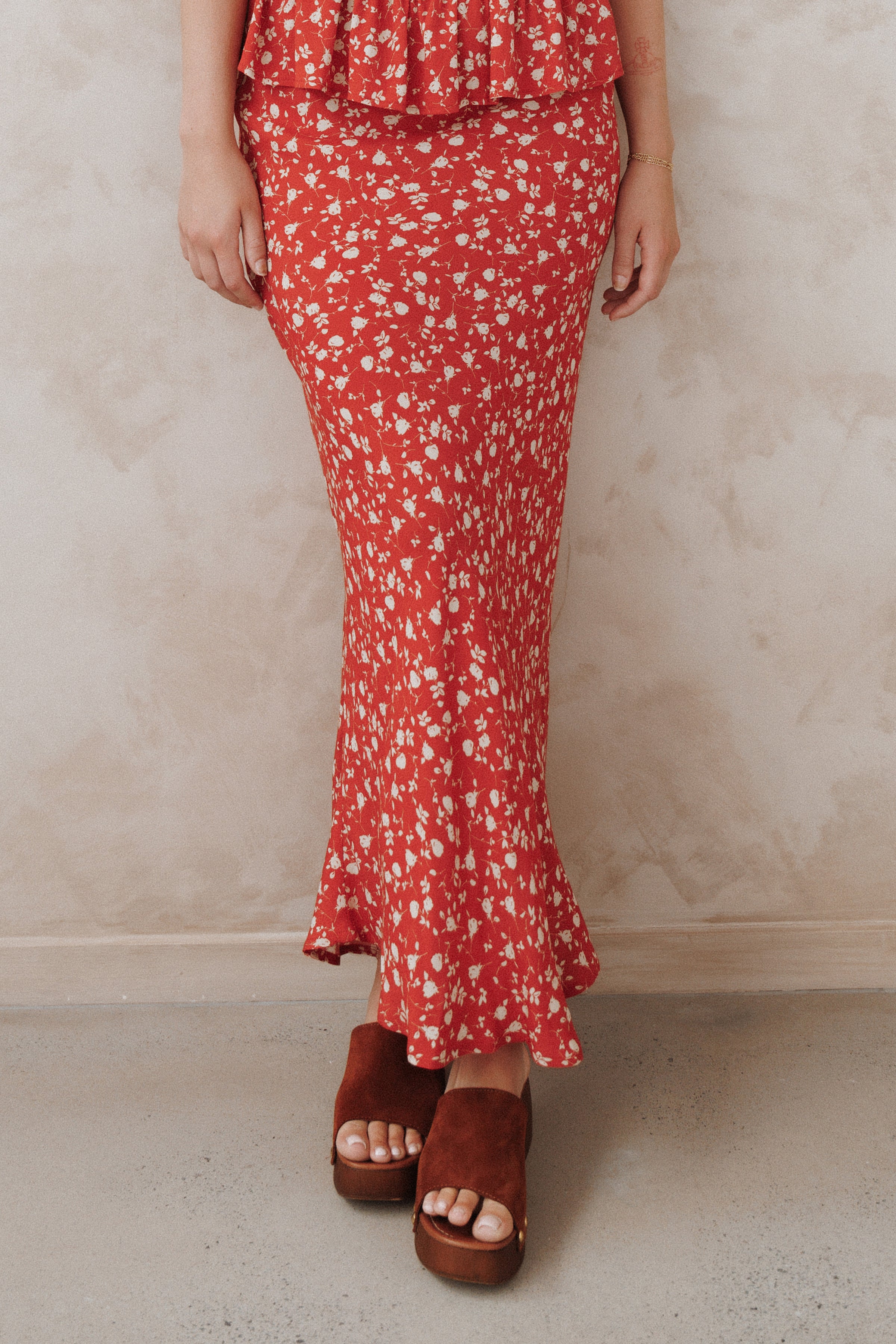 Petal and Pup USA BOTTOMS Zoella Maxi Skirt - Red Floral
