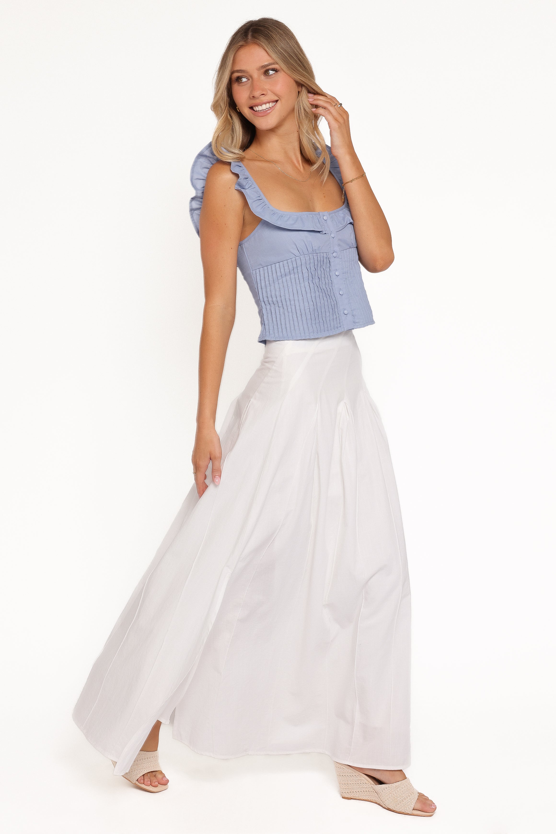 Petal and Pup USA BOTTOMS Zoey Maxi Skirt - White