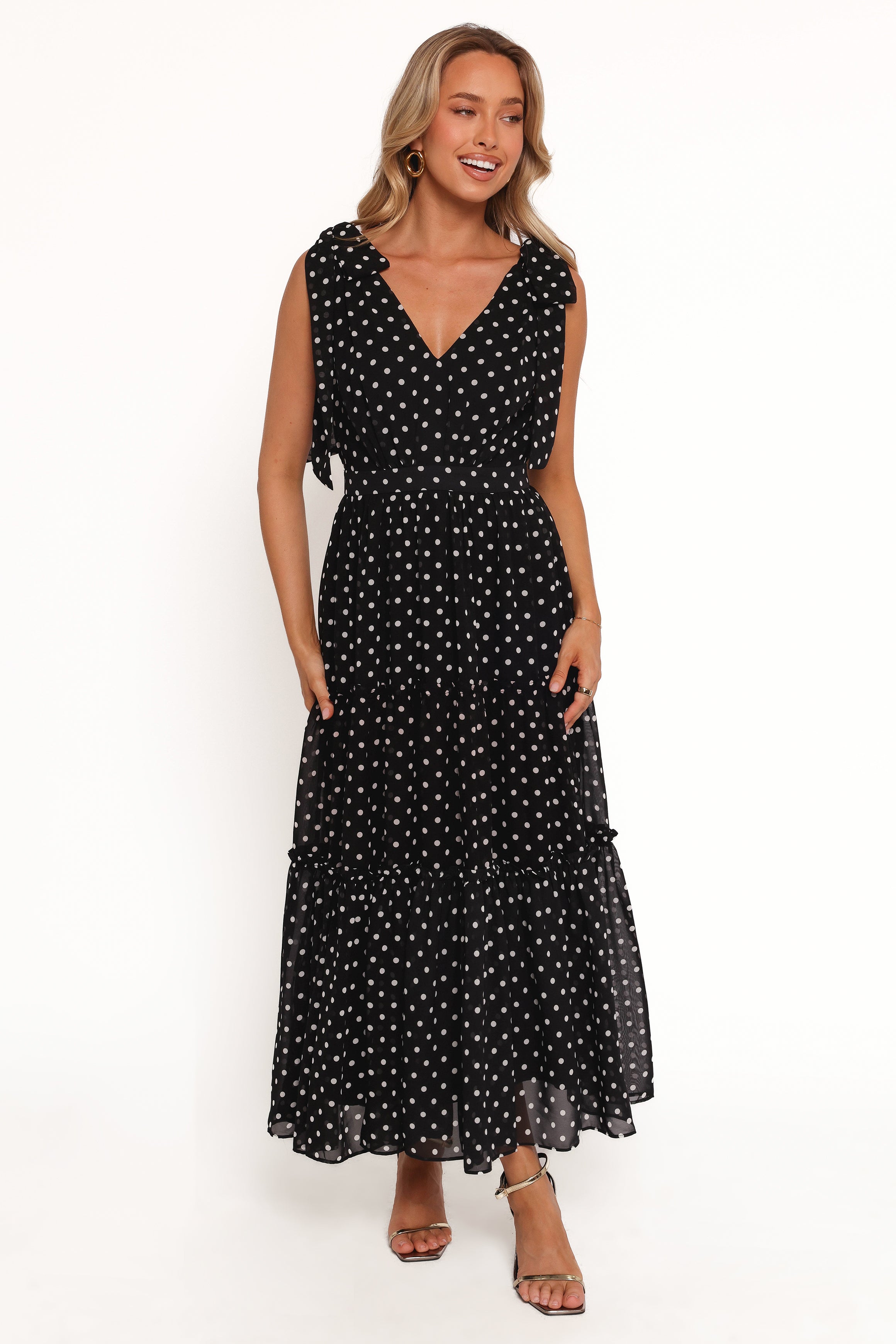 Petal and Pup USA DRESSES Ada Maxi Dress - Black Polka Dot