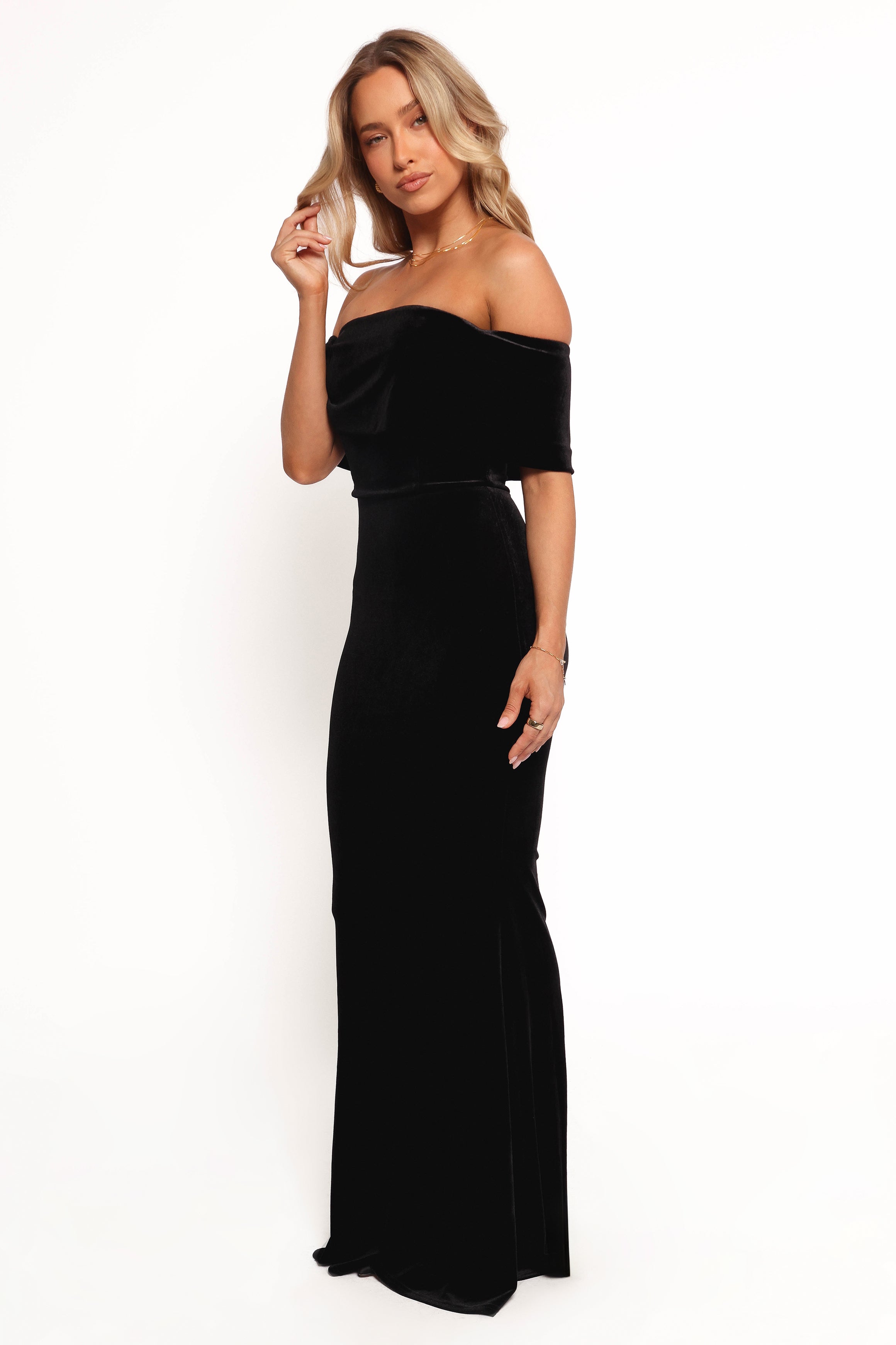 Petal and Pup USA DRESSES Adair Off Shoulder Maxi Dress - Black