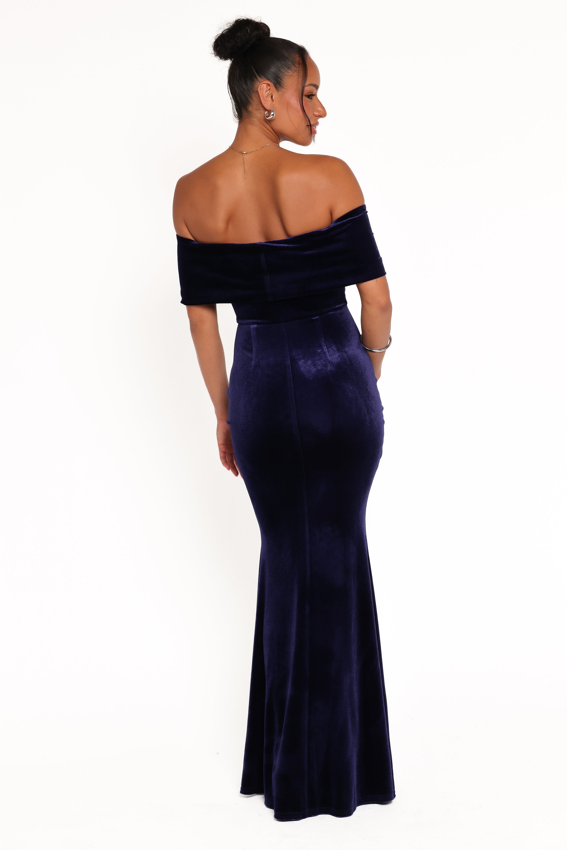 Petal and Pup USA DRESSES Adair Off Shoulder Maxi Dress - Navy