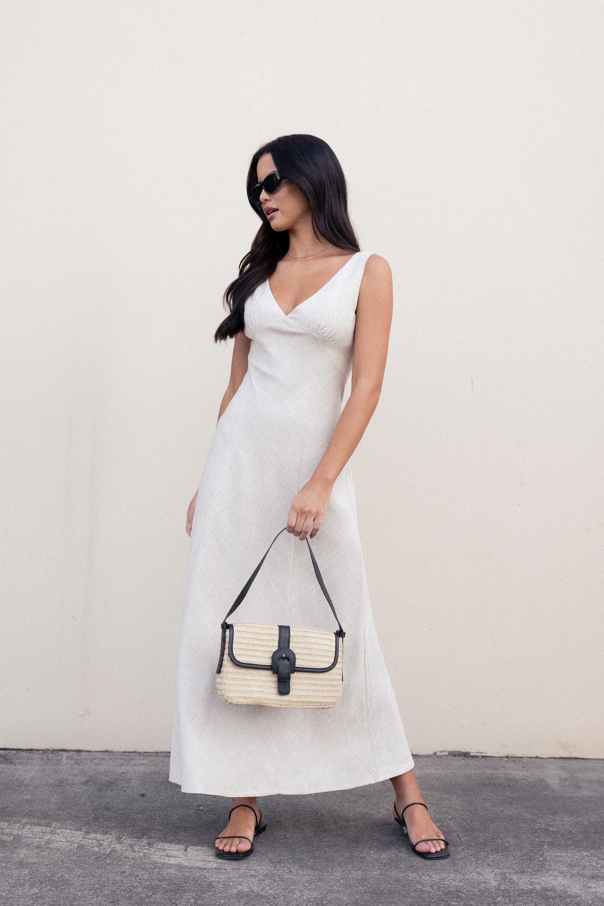 Petal and Pup USA DRESSES Adren Midi Dress - Oatmeal