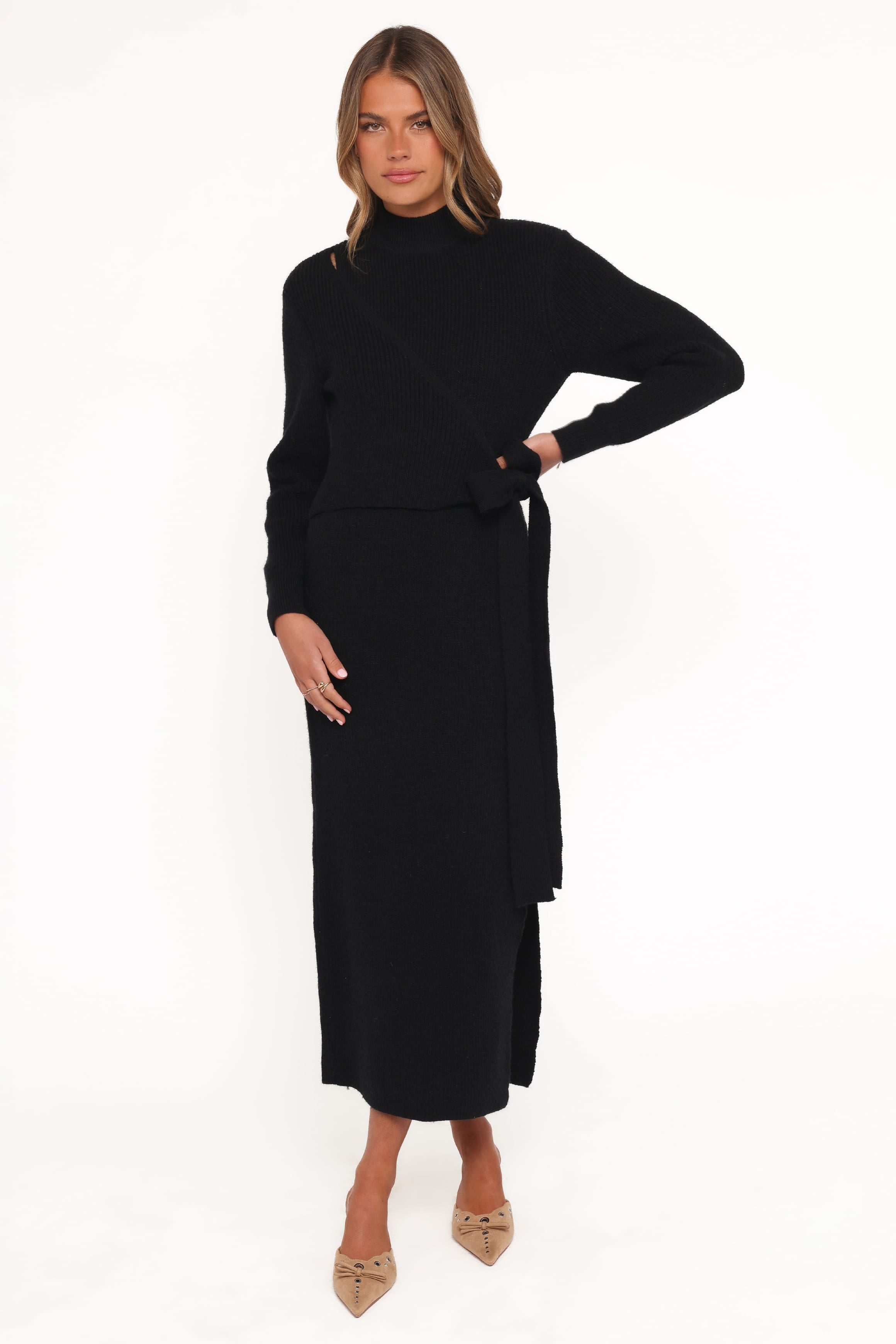 Petal and Pup USA DRESSES Aerin Knit Dress - Black