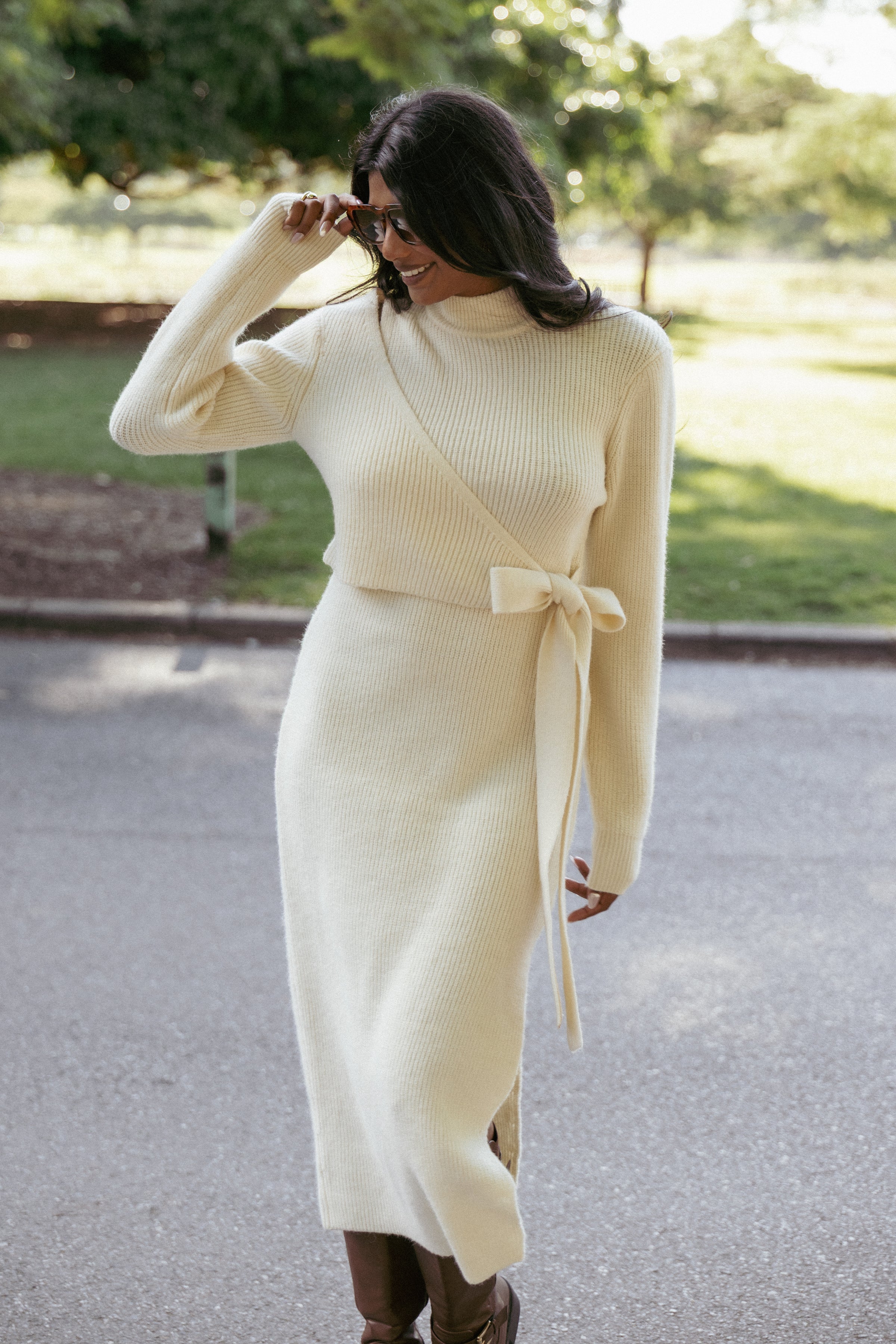 Petal and Pup USA DRESSES Aerin Knit Dress - Cream