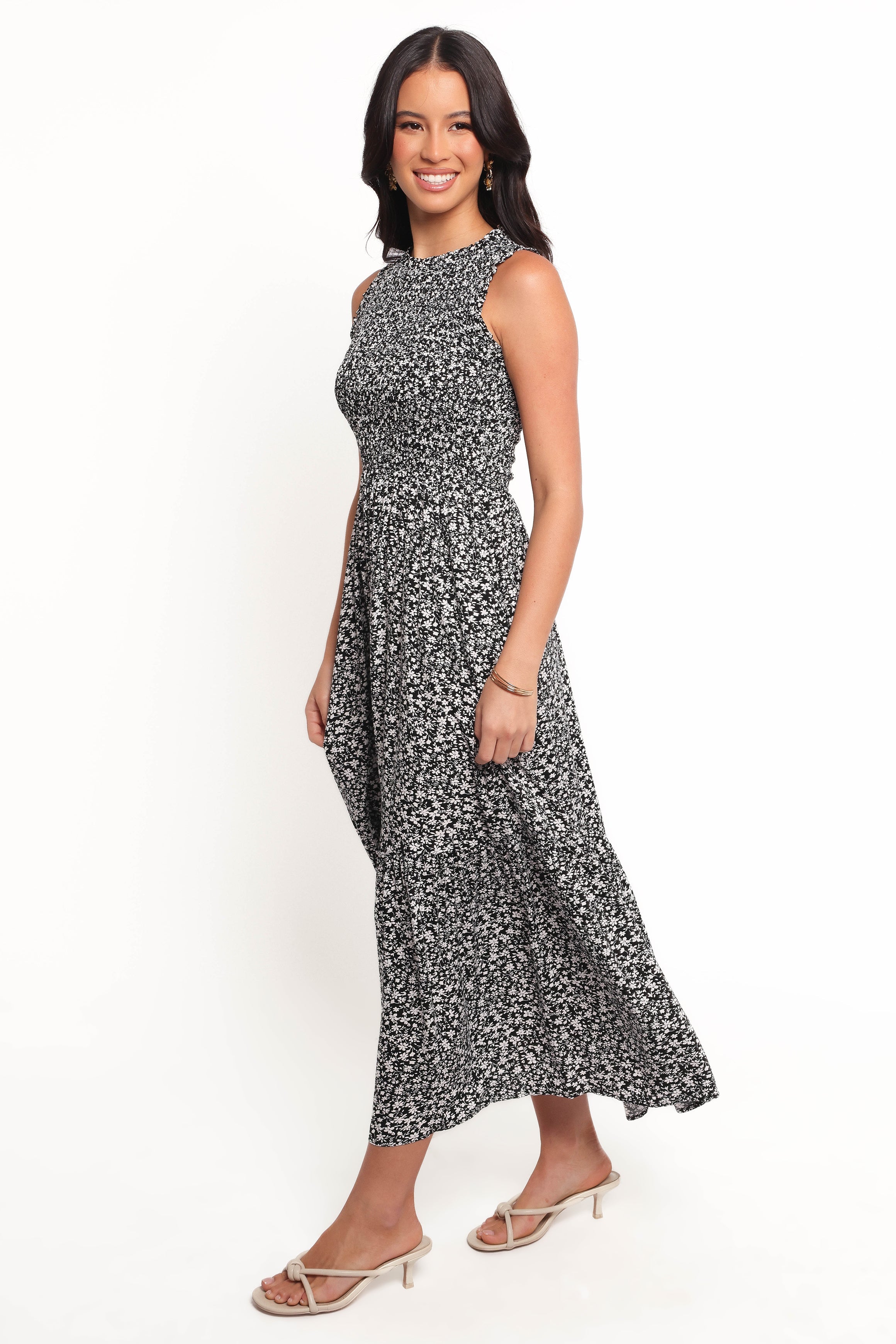 Petal and Pup USA DRESSES Agatha Midi Dress - Black Floral