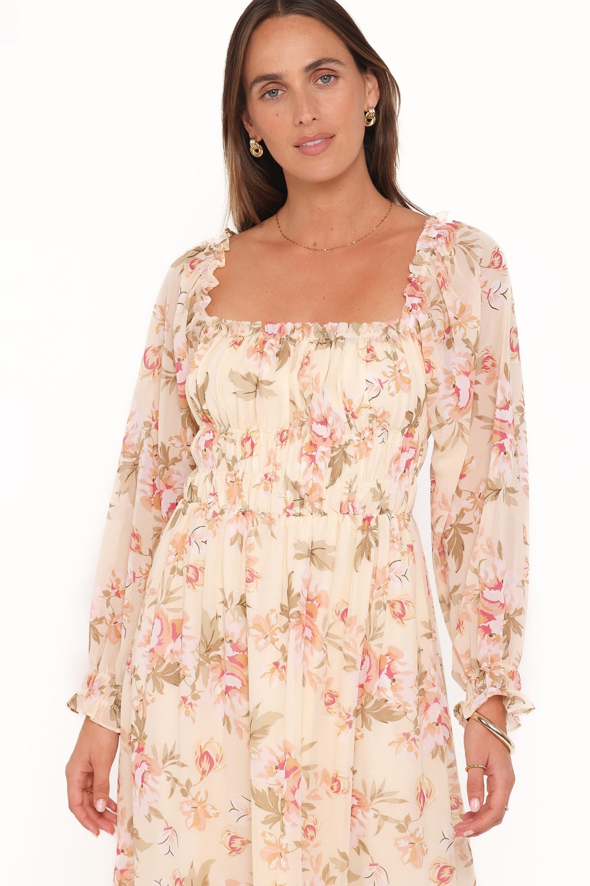 Petal and Pup USA DRESSES Aine Midi Dress - Cream Floral