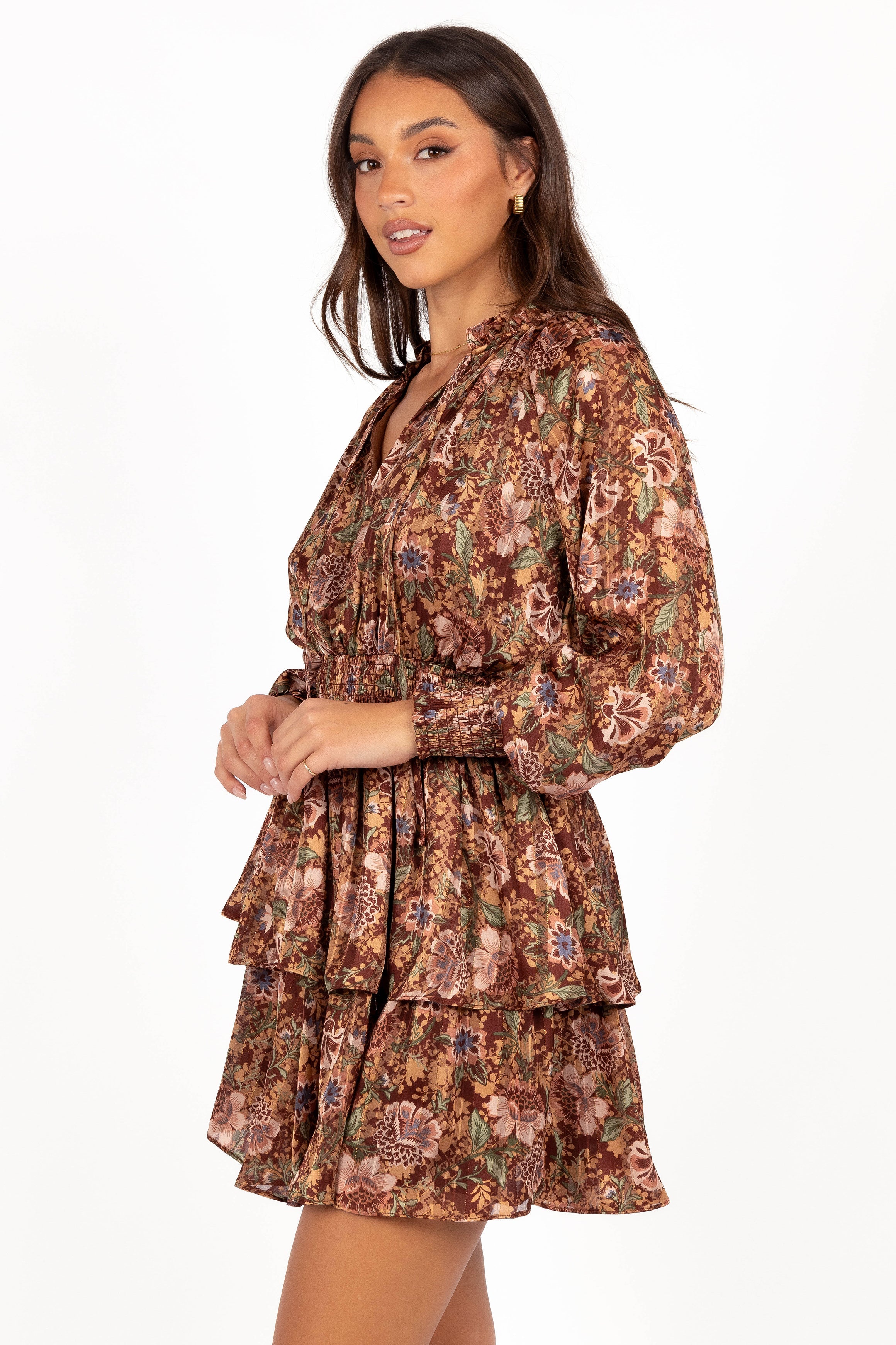 Petal and Pup USA DRESSES Alby Long Sleeve Mini Dress - Chocolate Brown