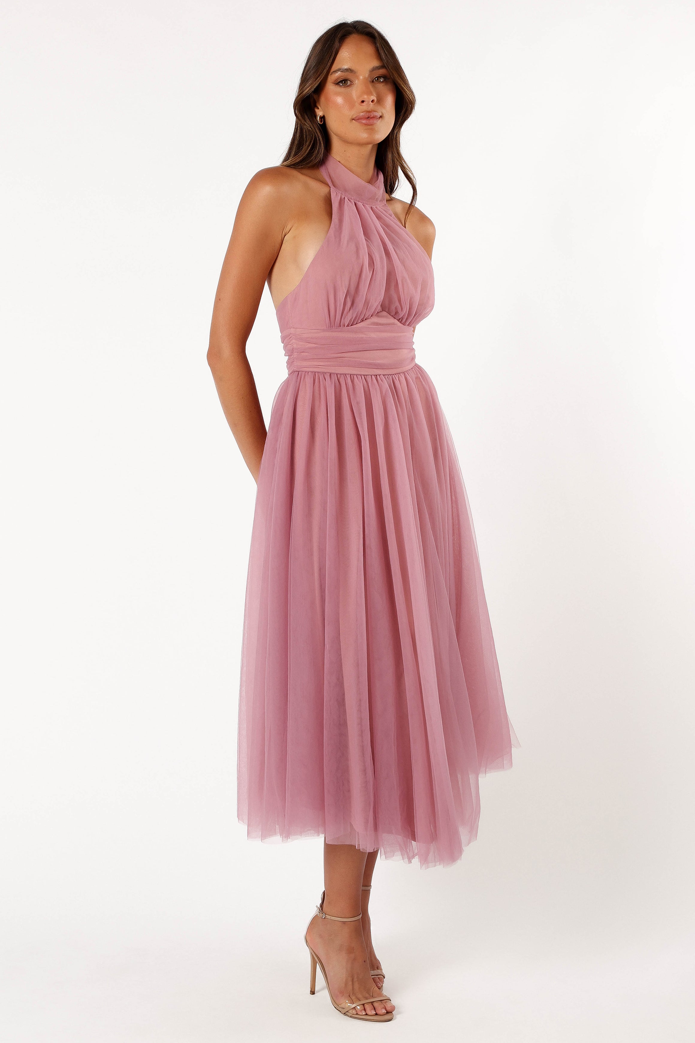 Petal and Pup USA DRESSES Aletta Halterneck Midi Dress - Pink