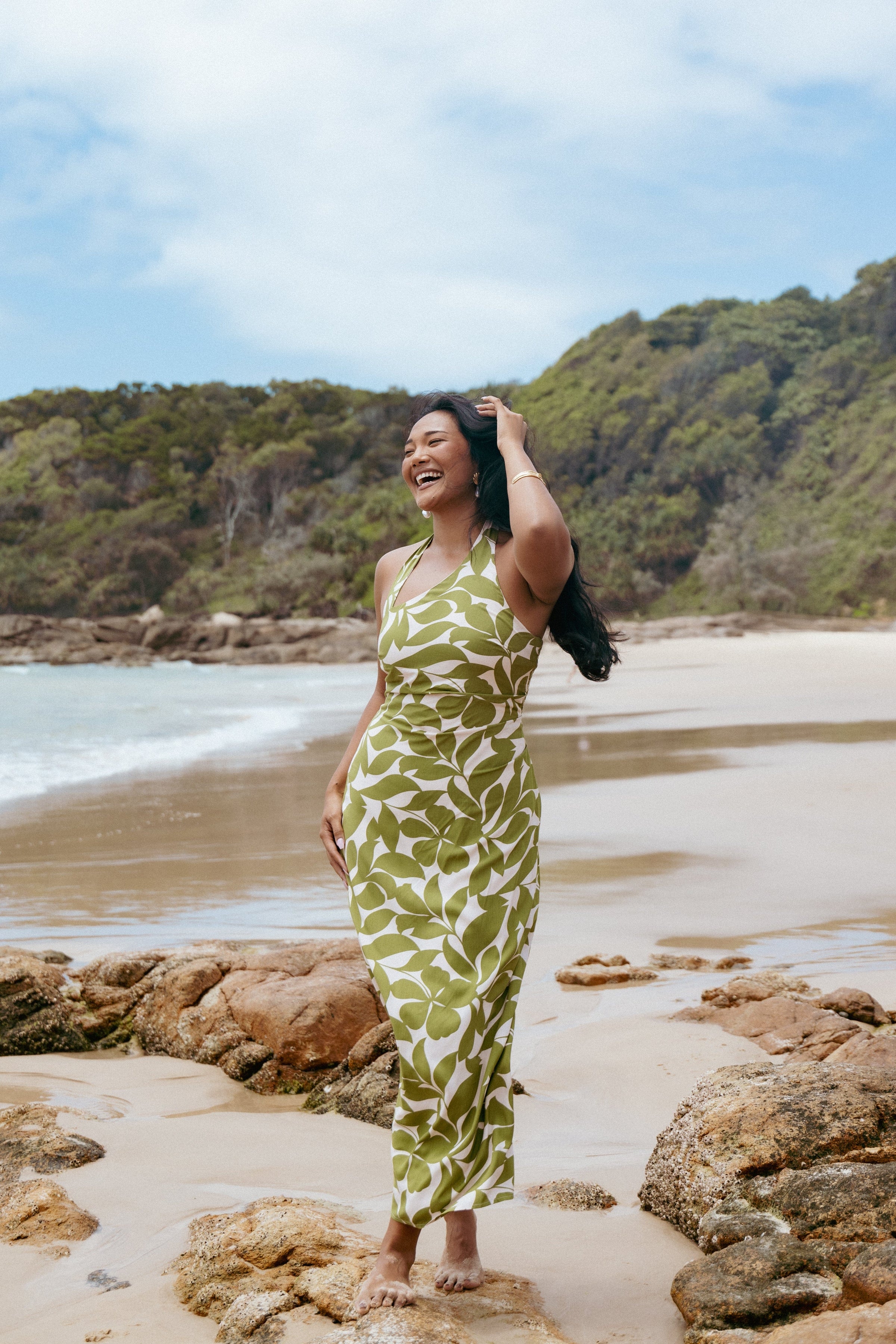 Petal and Pup USA DRESSES Alexis Maxi Dress - Green Floral
