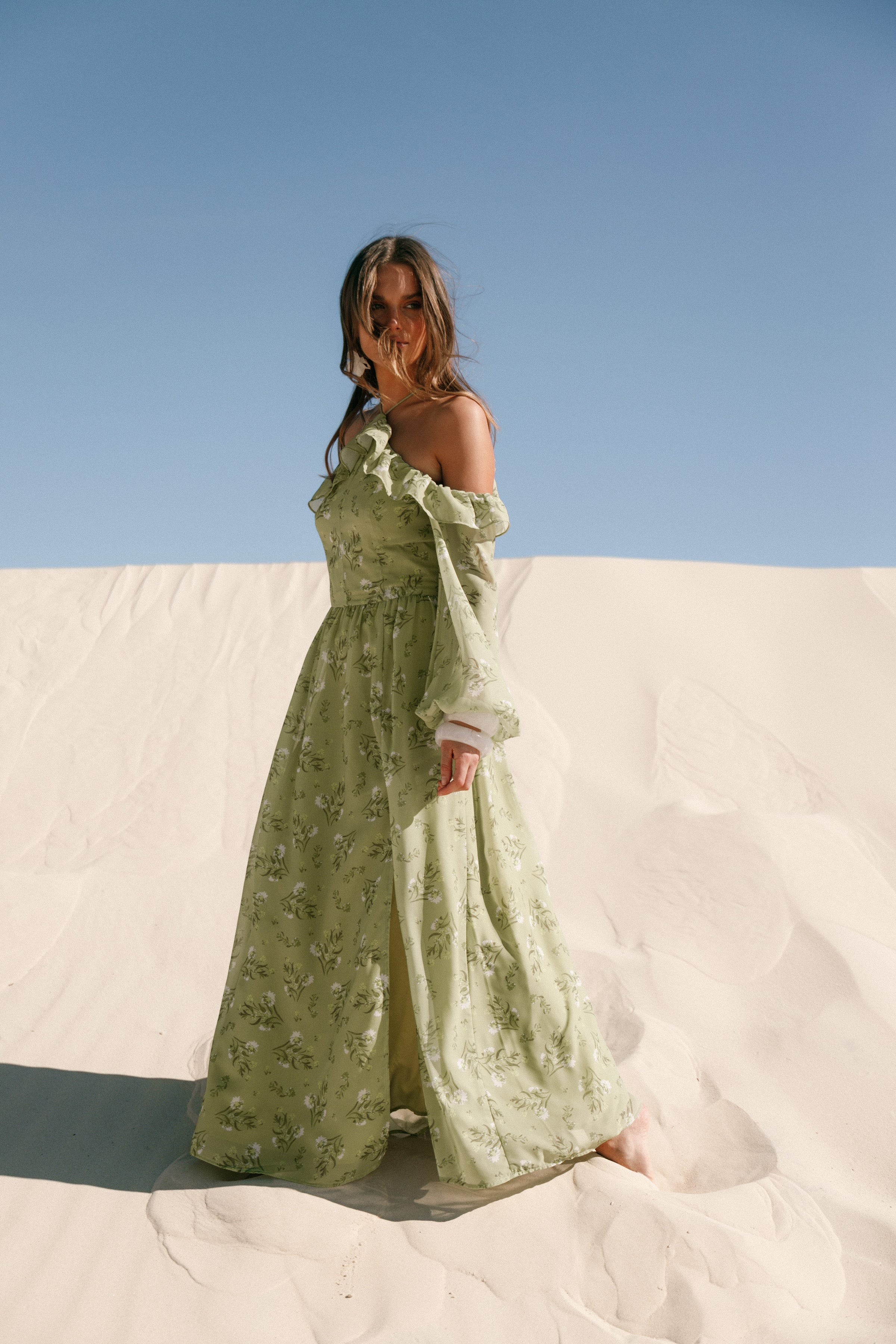 Petal and Pup USA DRESSES Alina Maxi Dress - Sage Botanica
