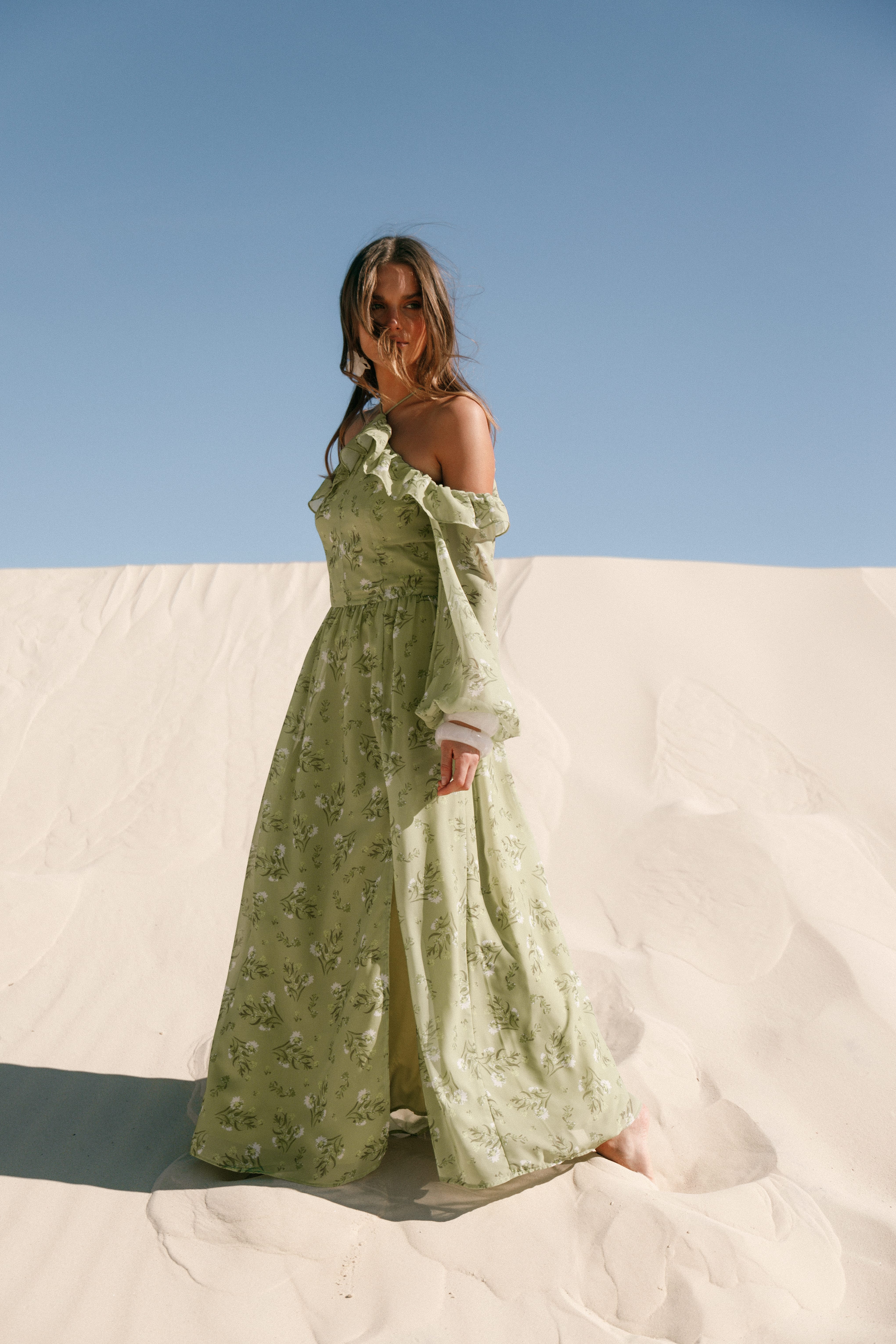 Petal and Pup USA DRESSES Alina Maxi Dress - Sage Botanica