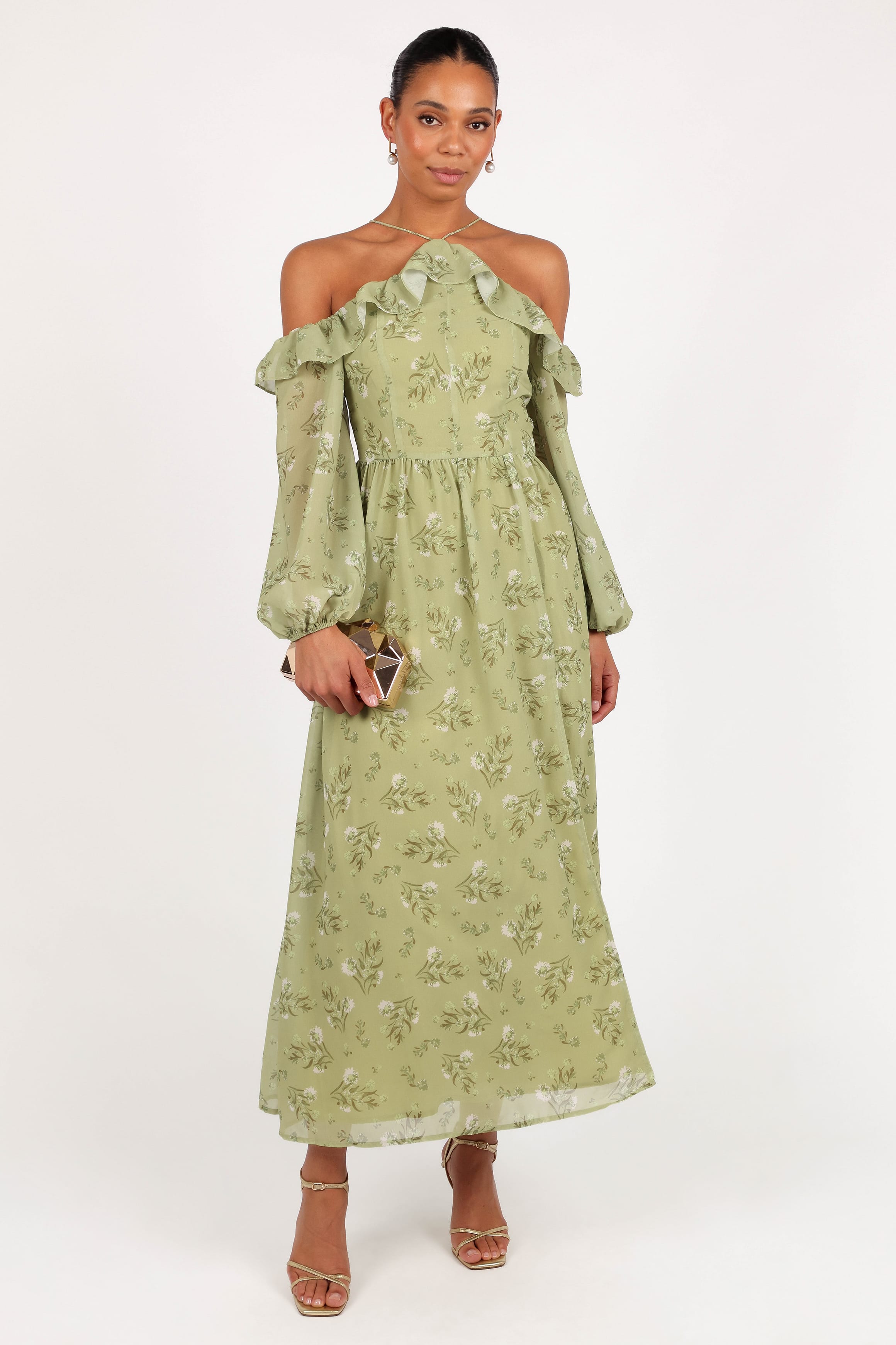 Petal and Pup USA DRESSES Alina Maxi Dress - Sage Botanica