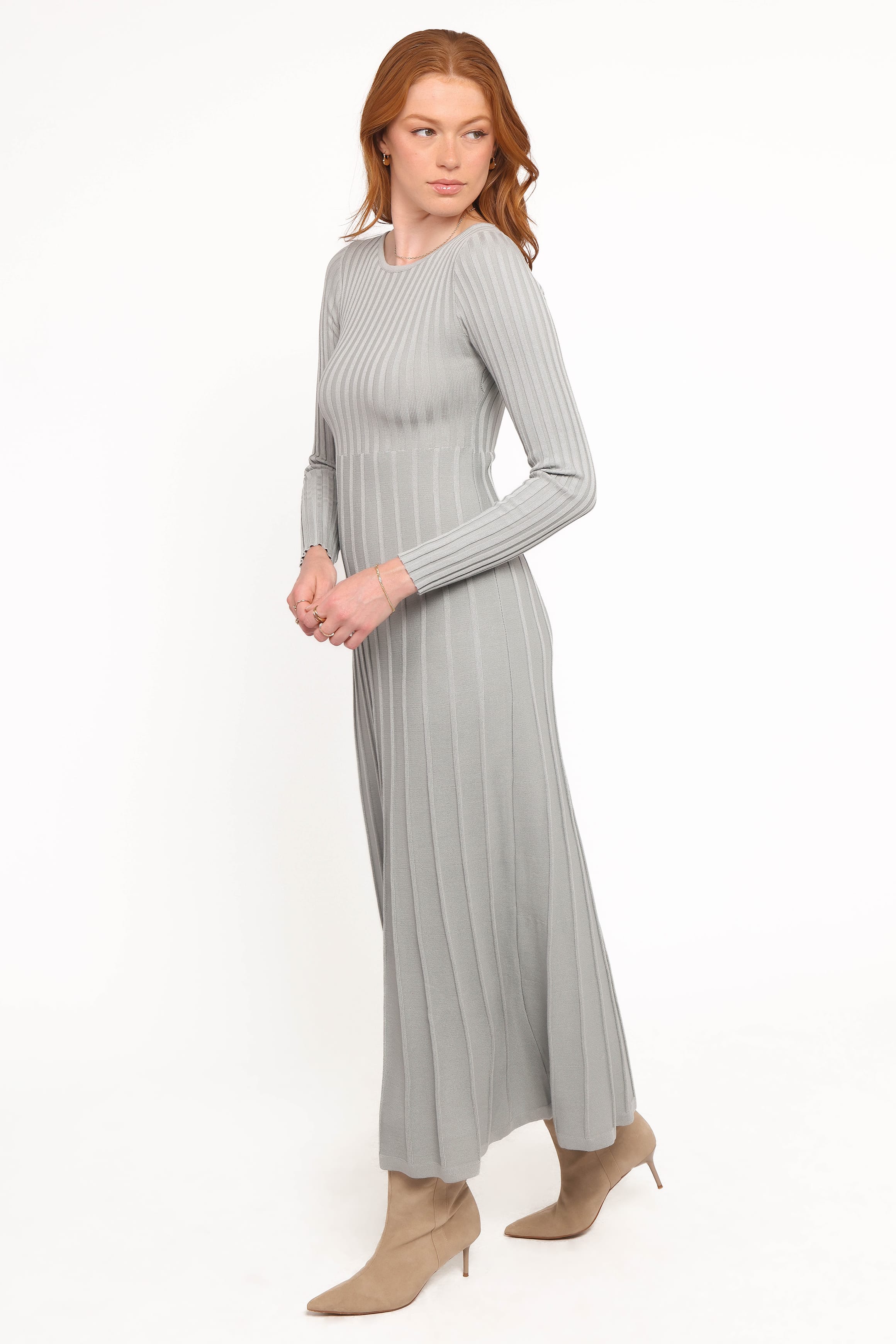 Petal and Pup USA DRESSES Alison Long Sleeve Maxi Dress - Grey