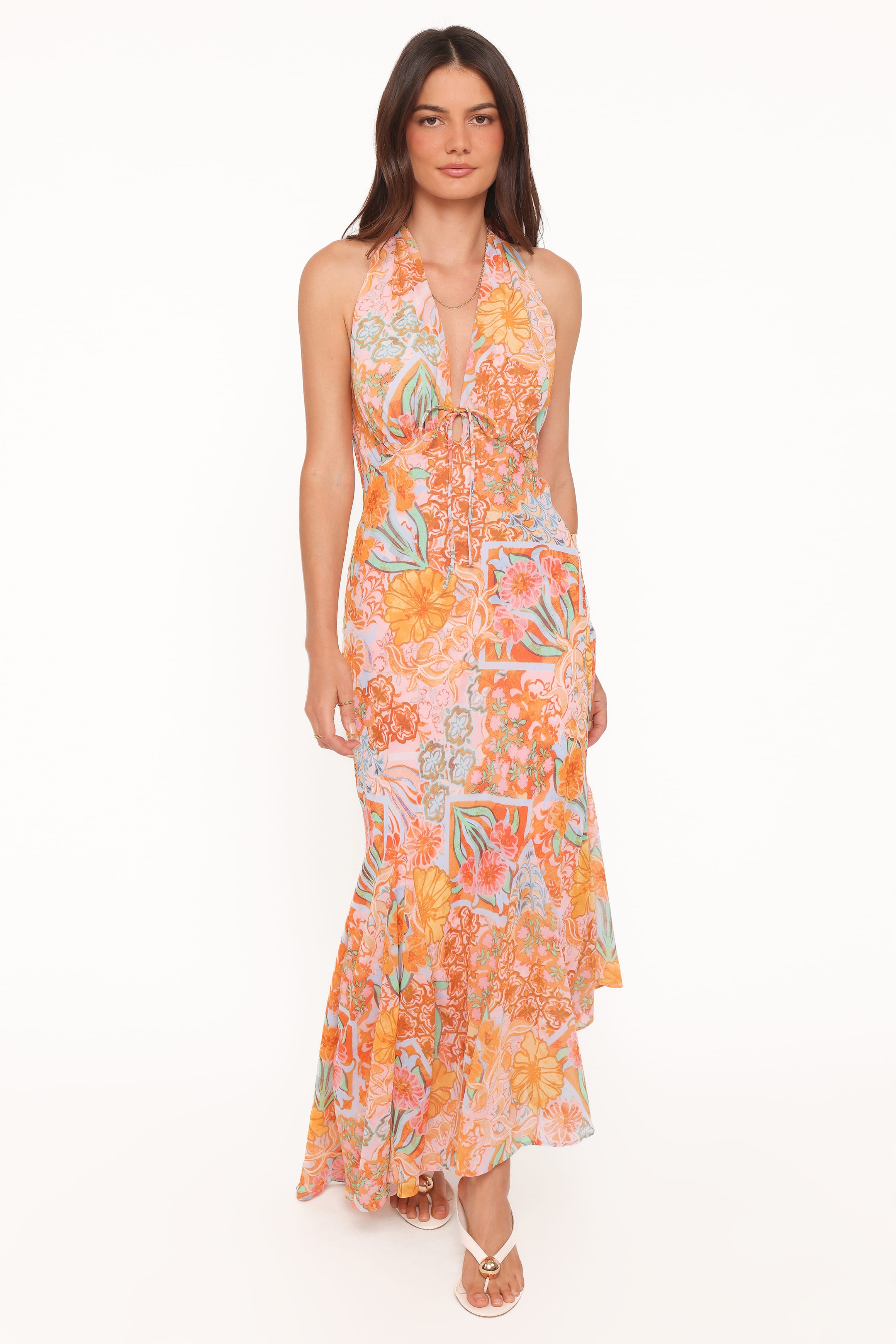 Petal and Pup USA DRESSES Alkira Maxi Dress - Orange Summer Garden