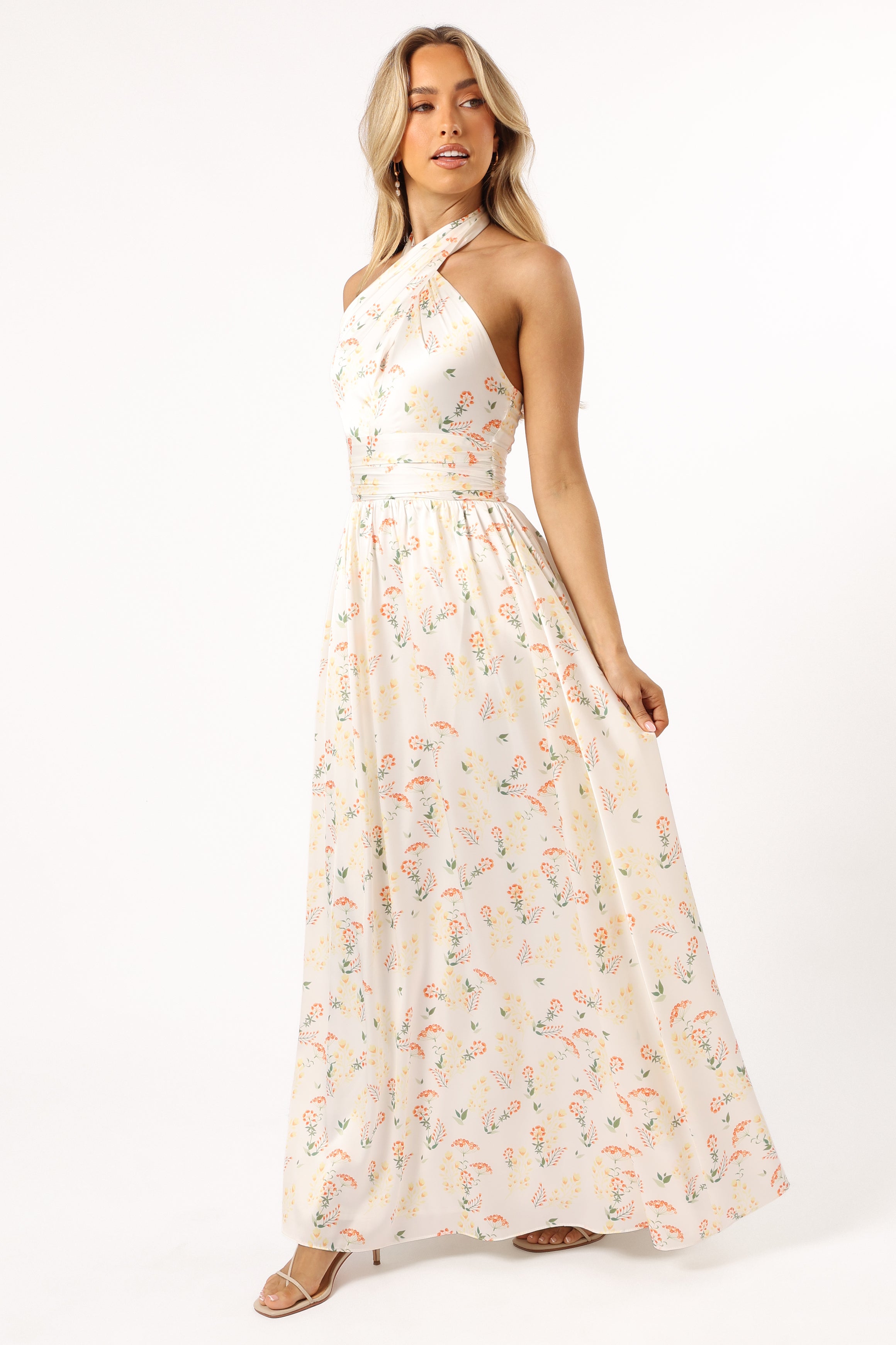 Petal and Pup USA DRESSES Allora Halter Dress - Yellow Floral