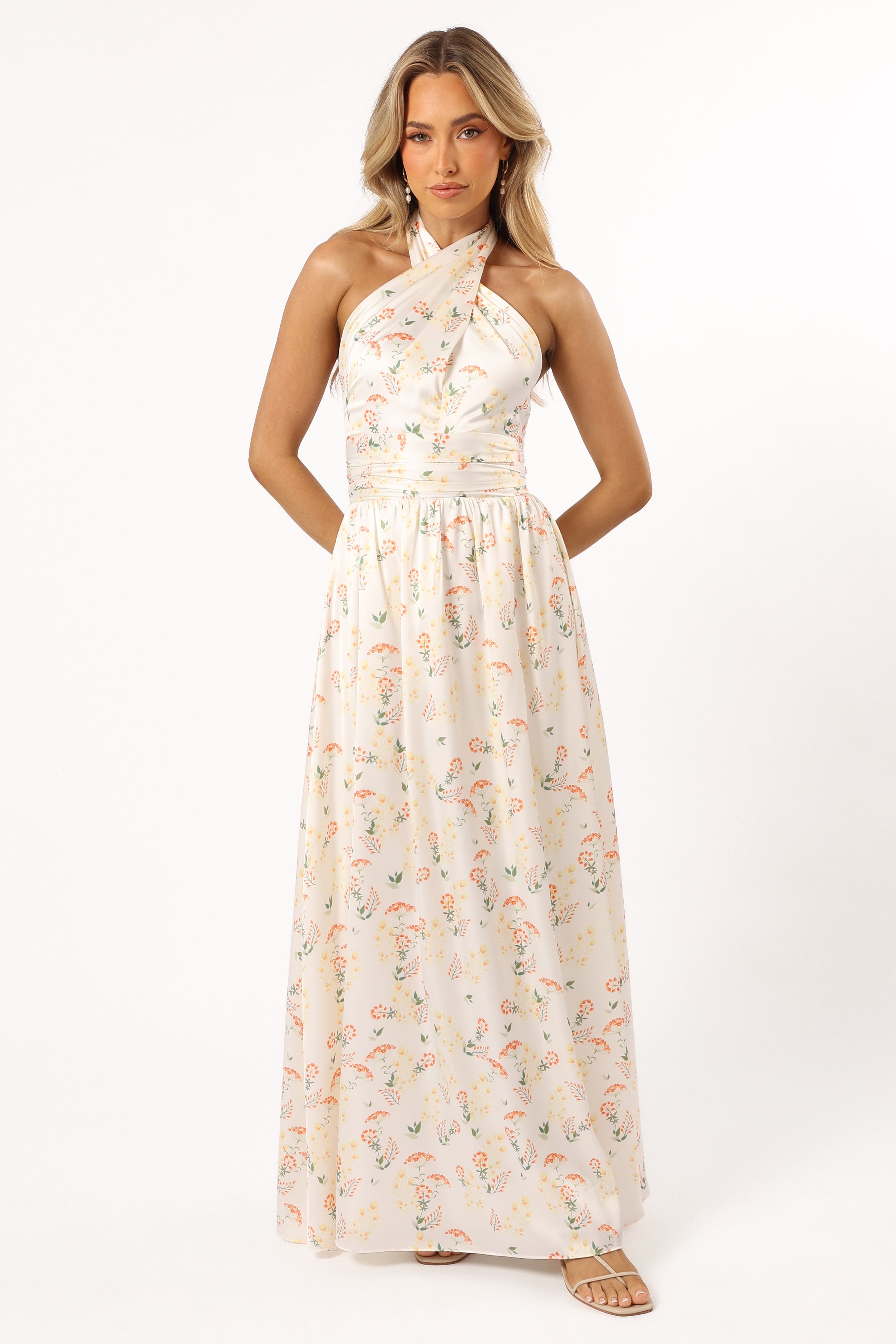 Petal and Pup USA DRESSES Allora Halter Dress - Yellow Floral