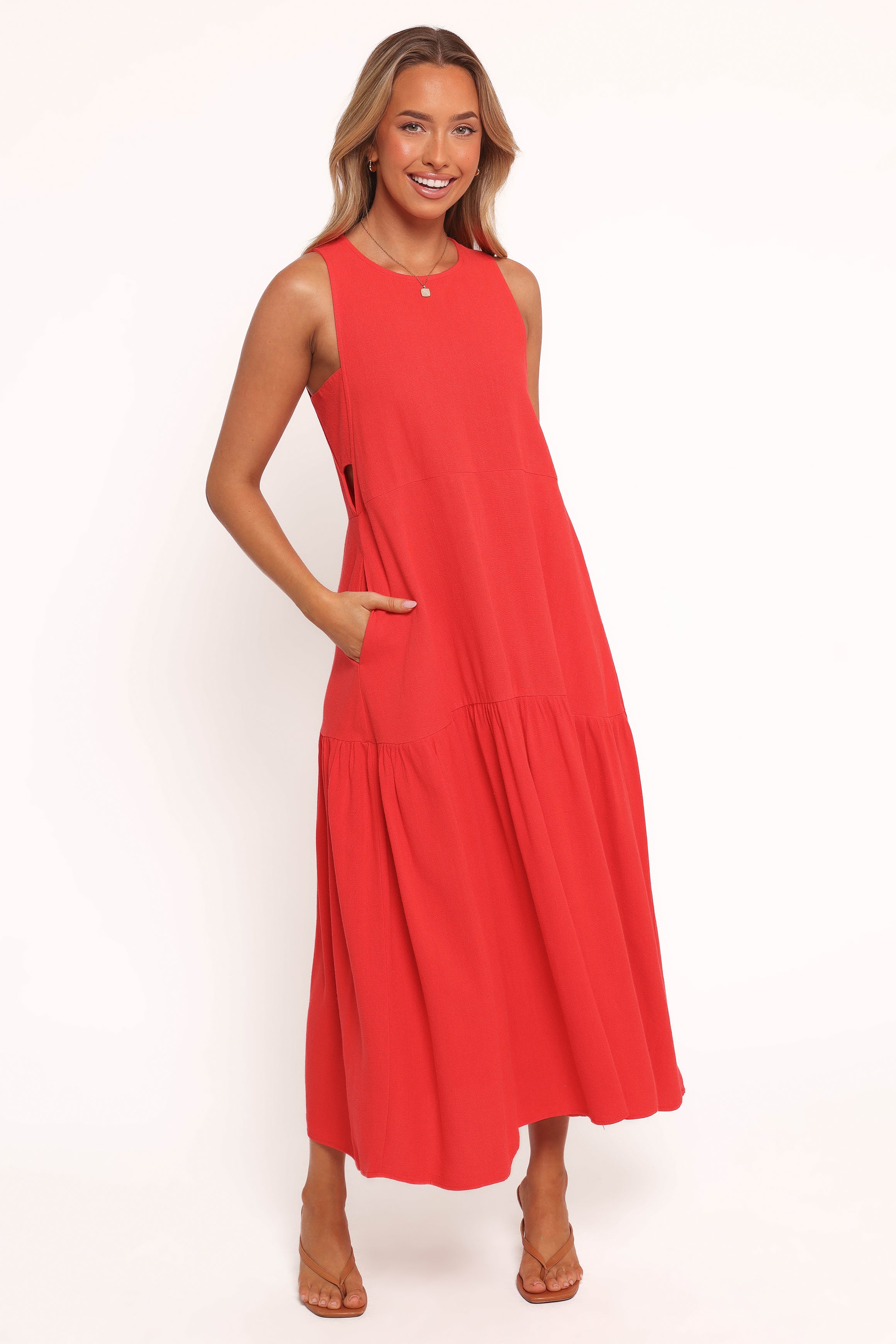 Petal and Pup USA DRESSES Almudena Midi Dress - Red