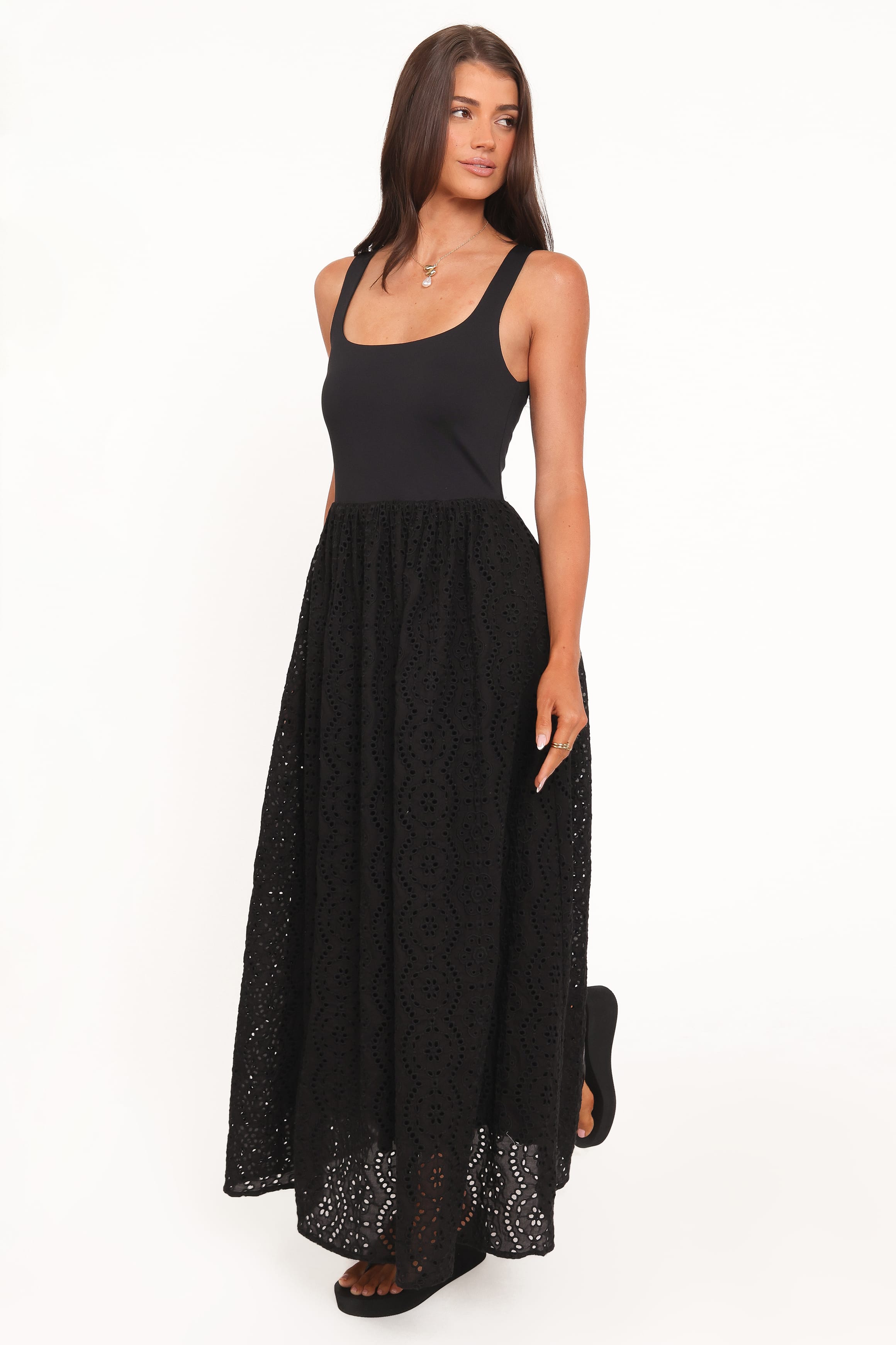 Petal and Pup USA DRESSES Alva Midi Dress - Black Broderie