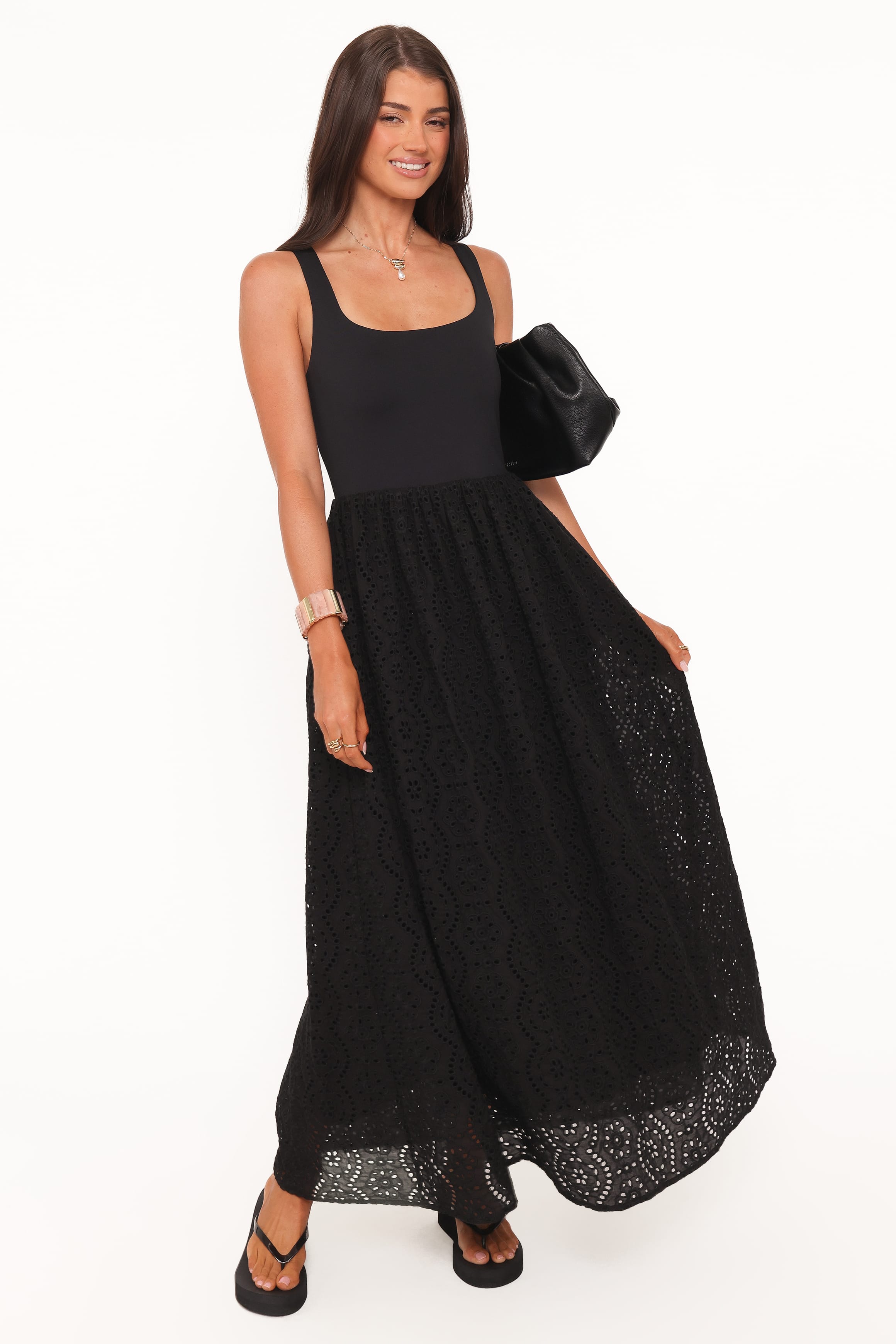 Petal and Pup USA DRESSES Alva Midi Dress - Black Broderie