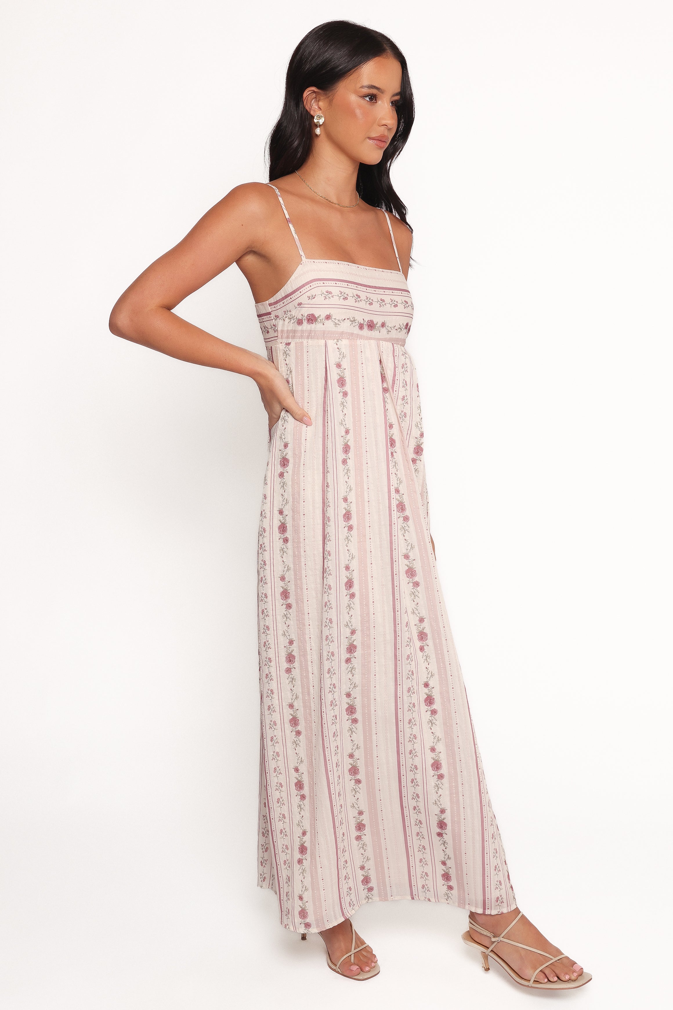 Petal and Pup USA DRESSES Amaris Maxi Dress - Ivory Mauve Floral
