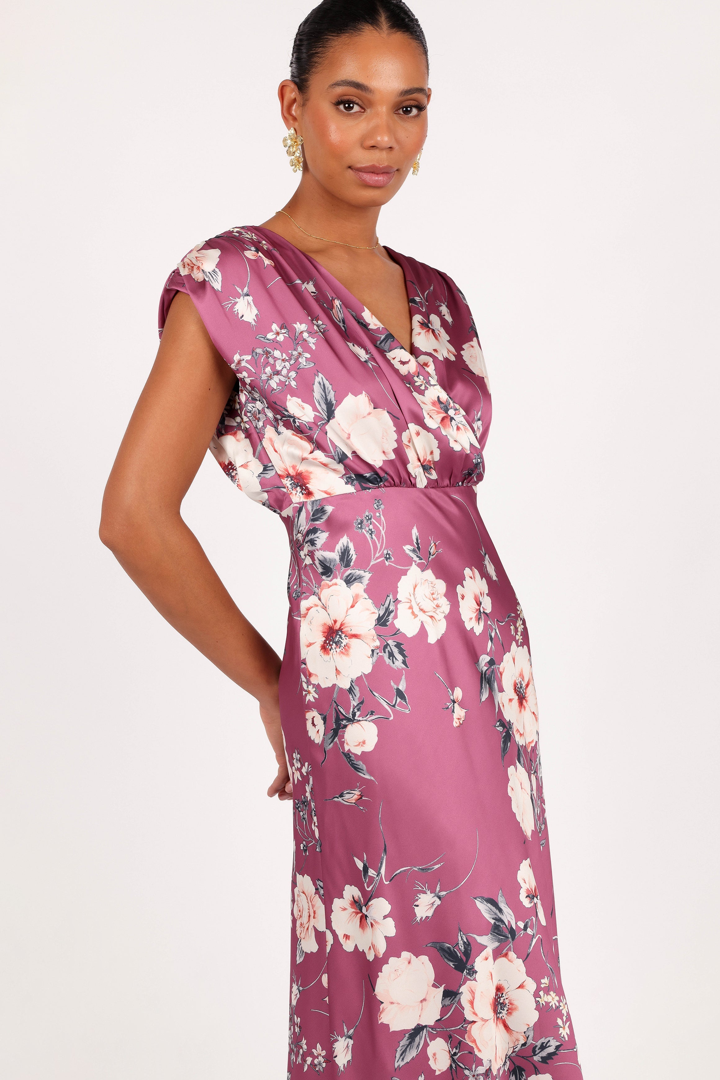 Petal and Pup USA DRESSES Amarlee Maxi Dress - Dark Rose Floral