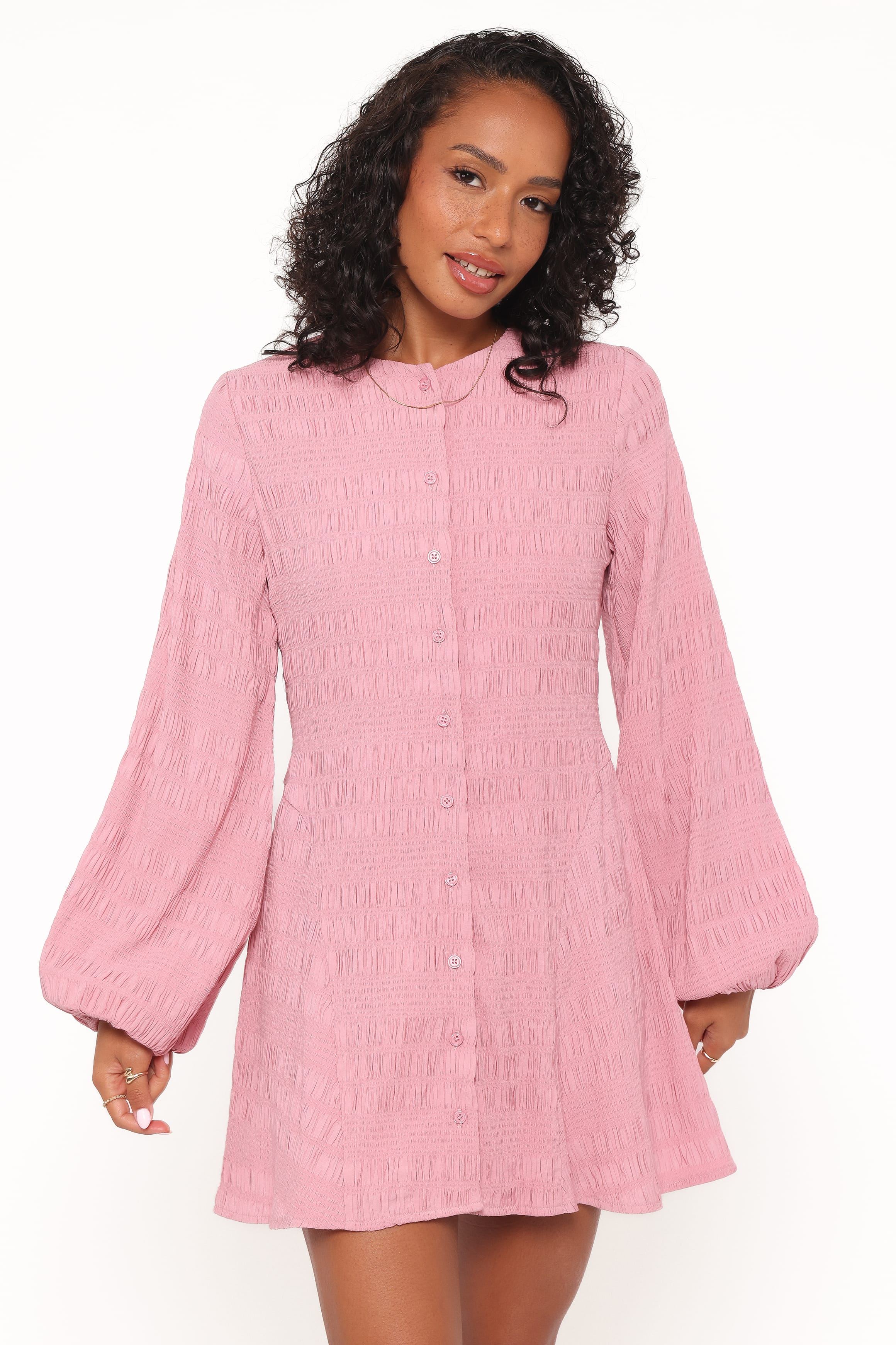 Petal and Pup USA DRESSES Amaya Long Sleeve Mini Dress - Pink