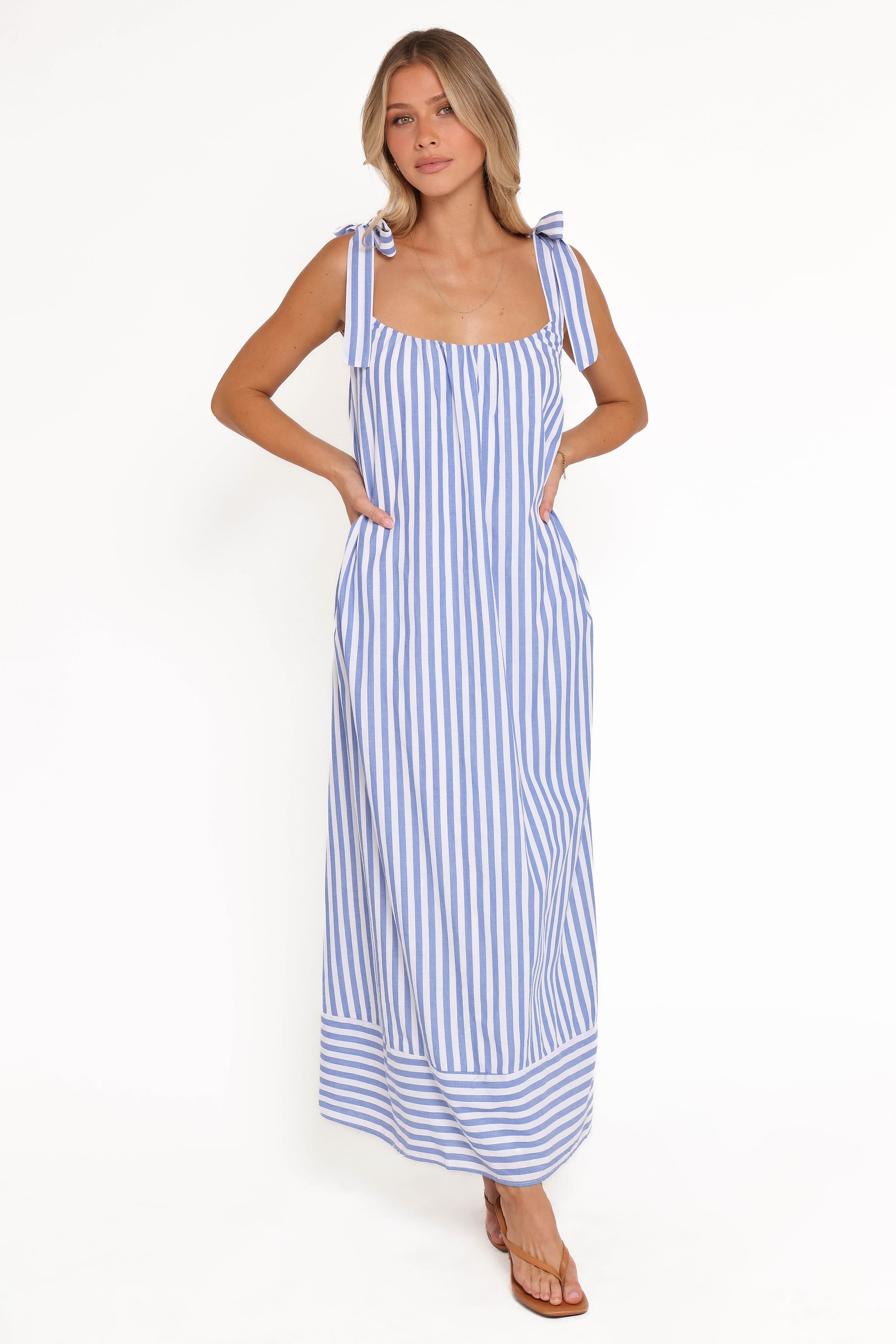 Petal and Pup USA DRESSES Amber Maxi Dress - Navy White Stripe