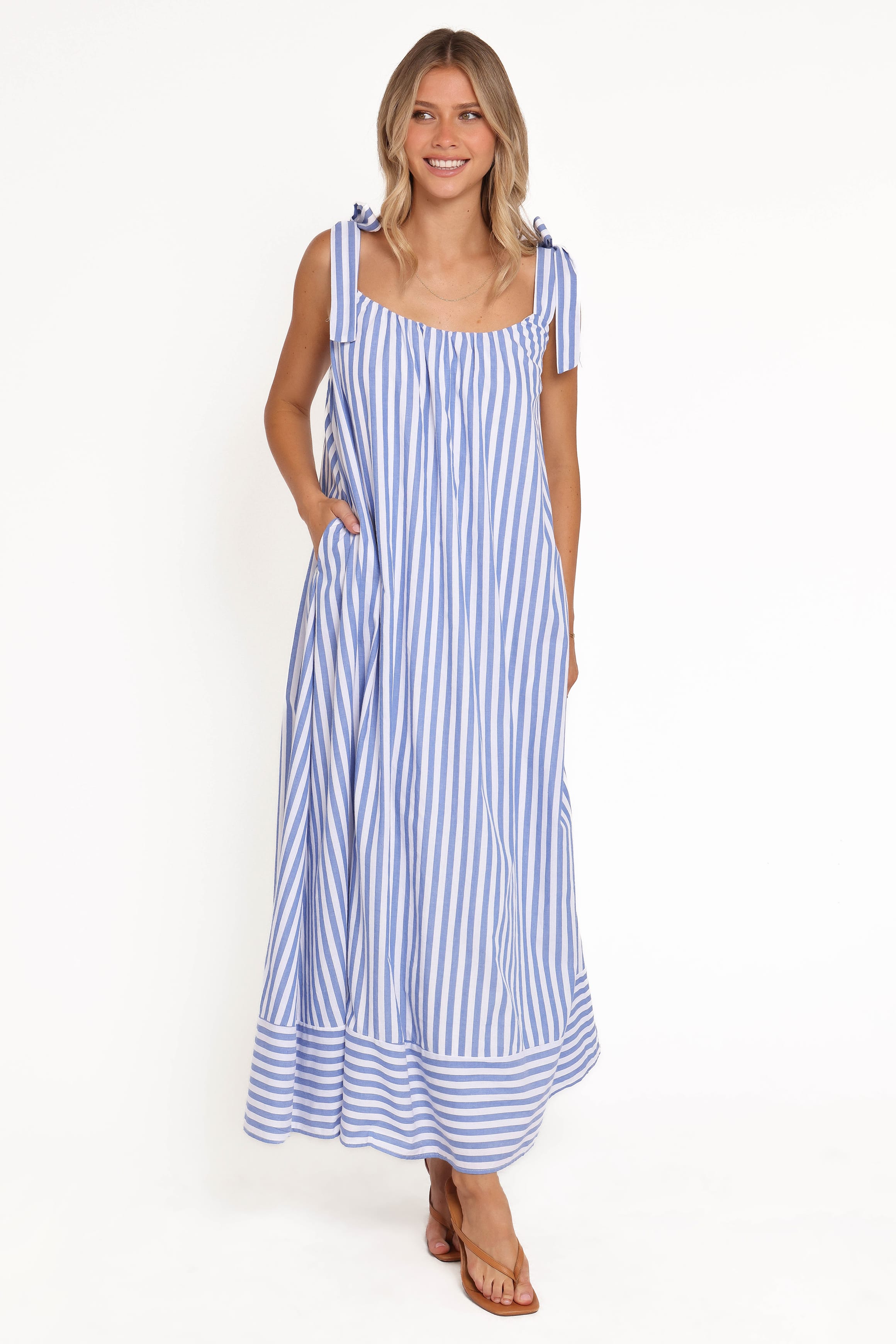 Petal and Pup USA DRESSES Amber Maxi Dress - Navy White Stripe