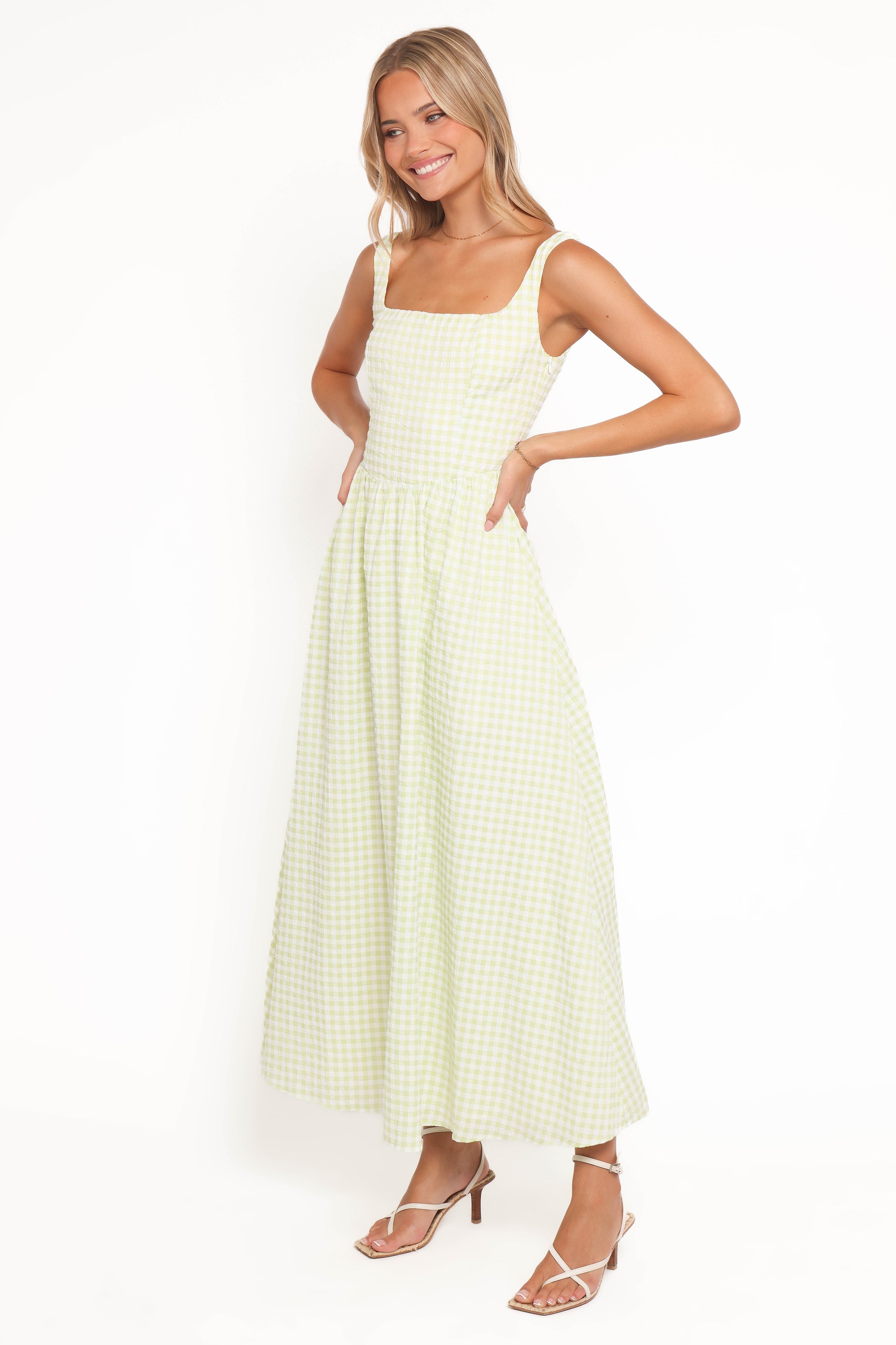 Petal and Pup USA DRESSES Amberlyn Maxi Dress - Green Gingham