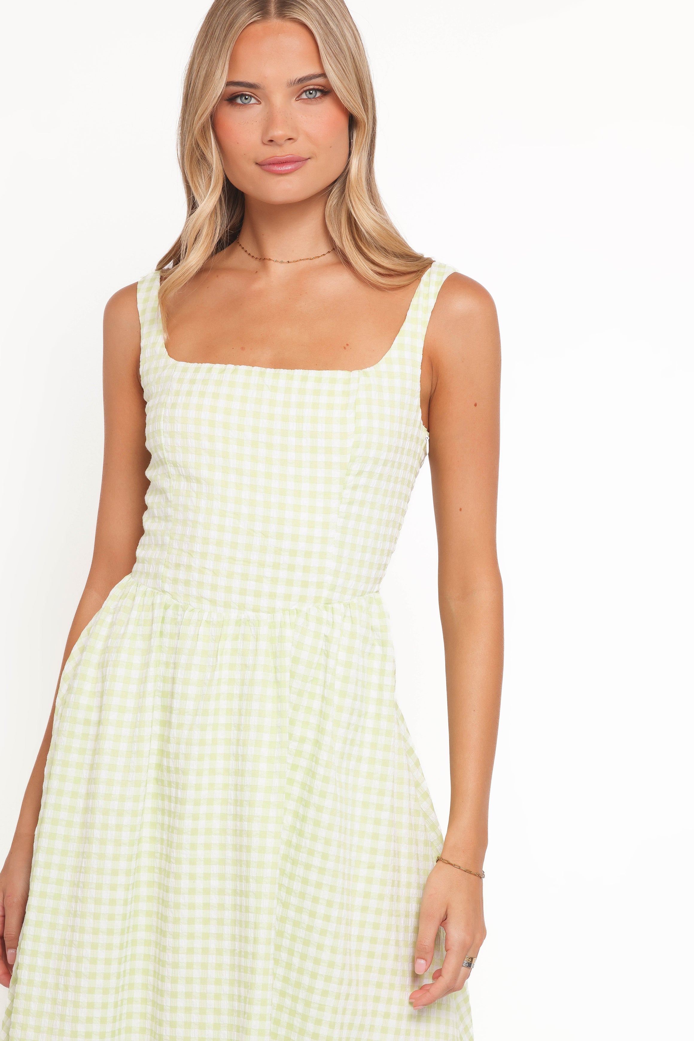 Petal and Pup USA DRESSES Amberlyn Maxi Dress - Green Gingham