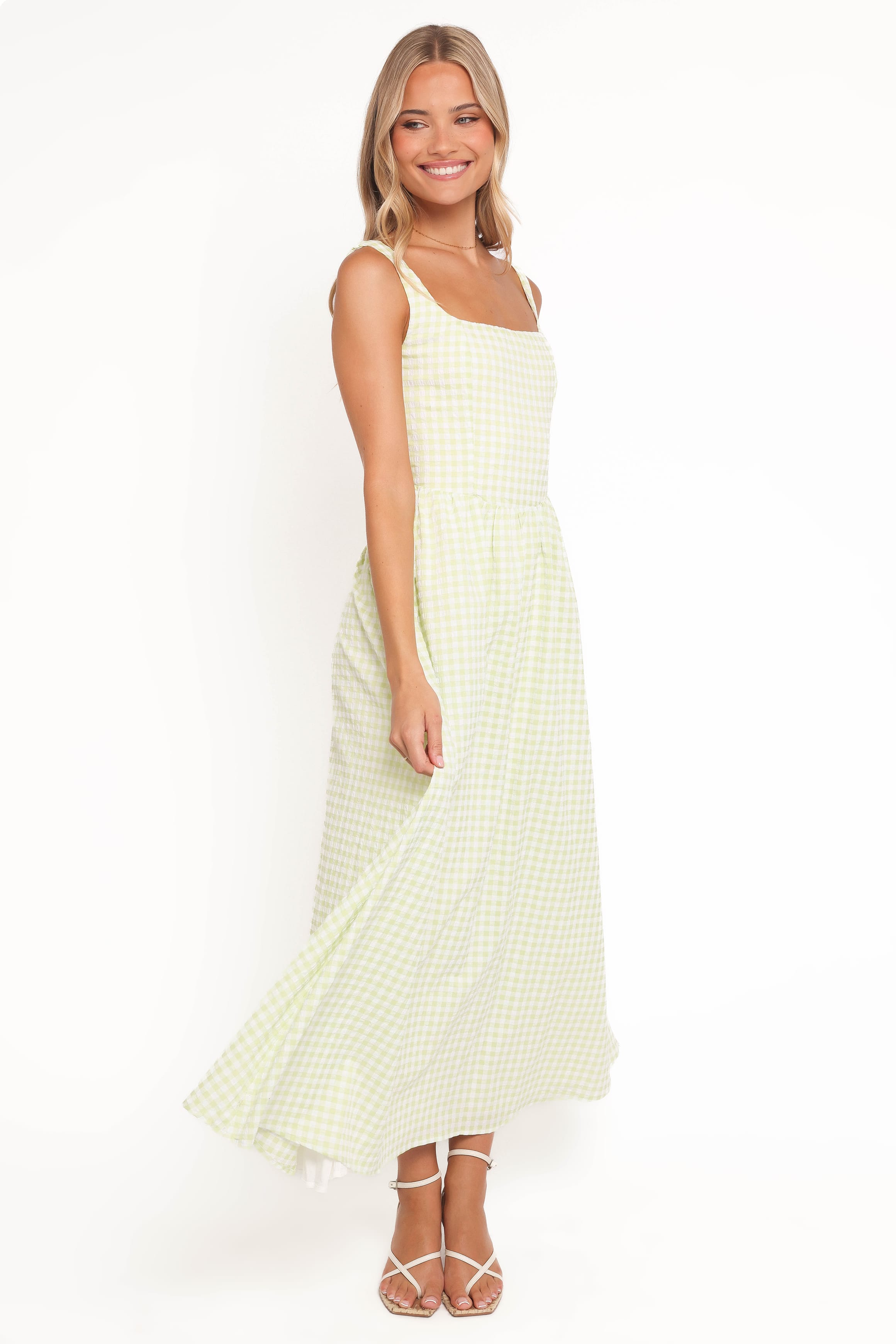 Petal and Pup USA DRESSES Amberlyn Maxi Dress - Green Gingham