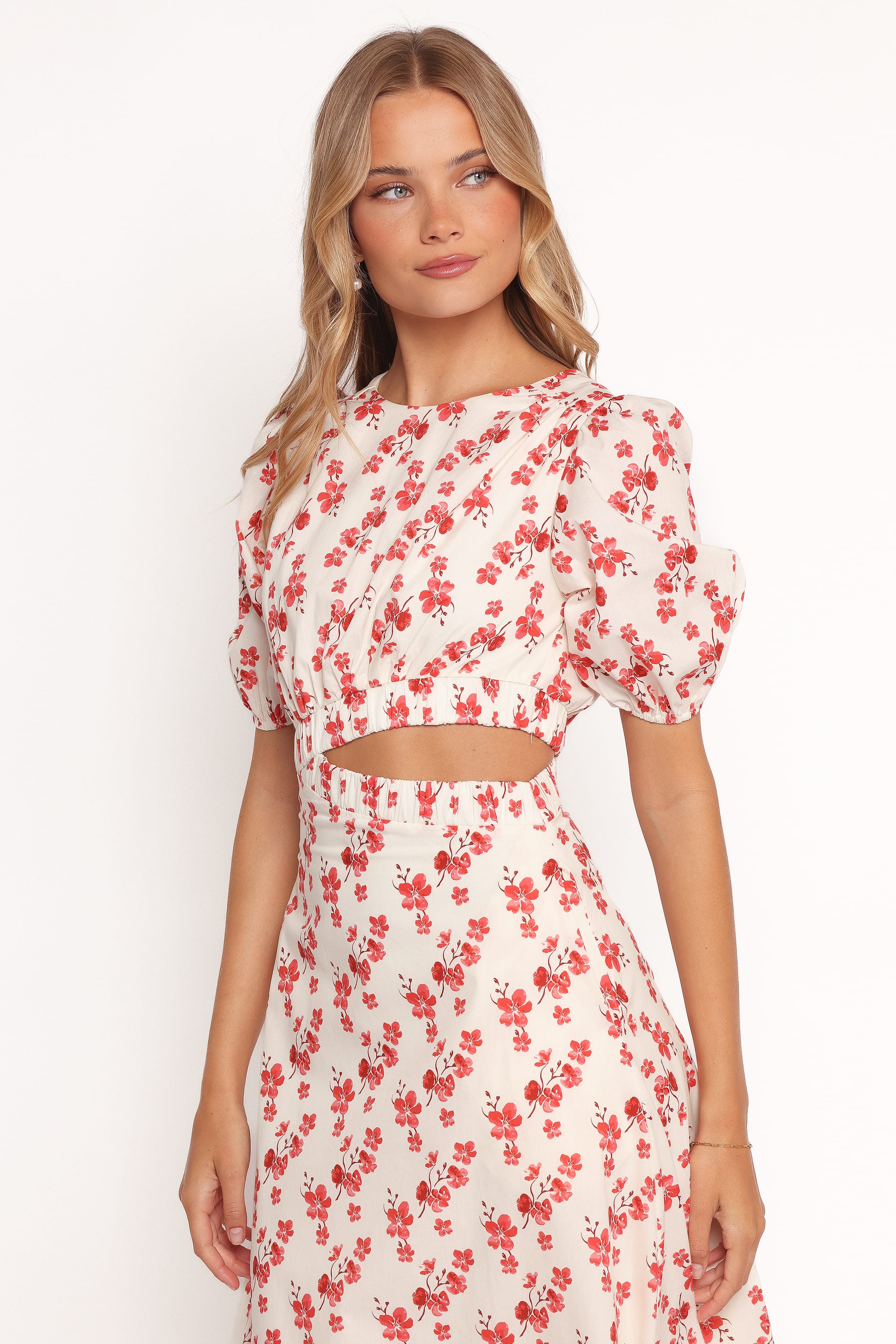 Petal and Pup USA DRESSES Aminah Puff Sleeve Dress - Red Floral (Hold for Rack)